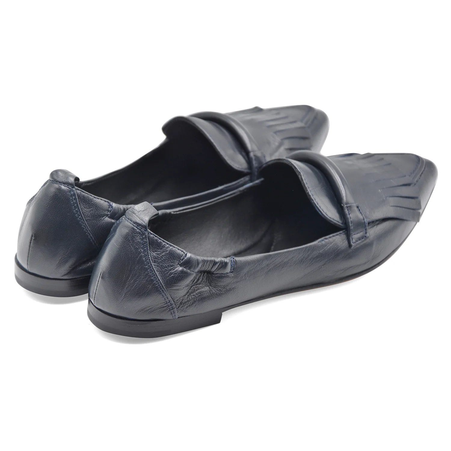 Mocassini Pomme D'Or Donna Nappa Glove Navy Frangia Decorativa - Image 4
