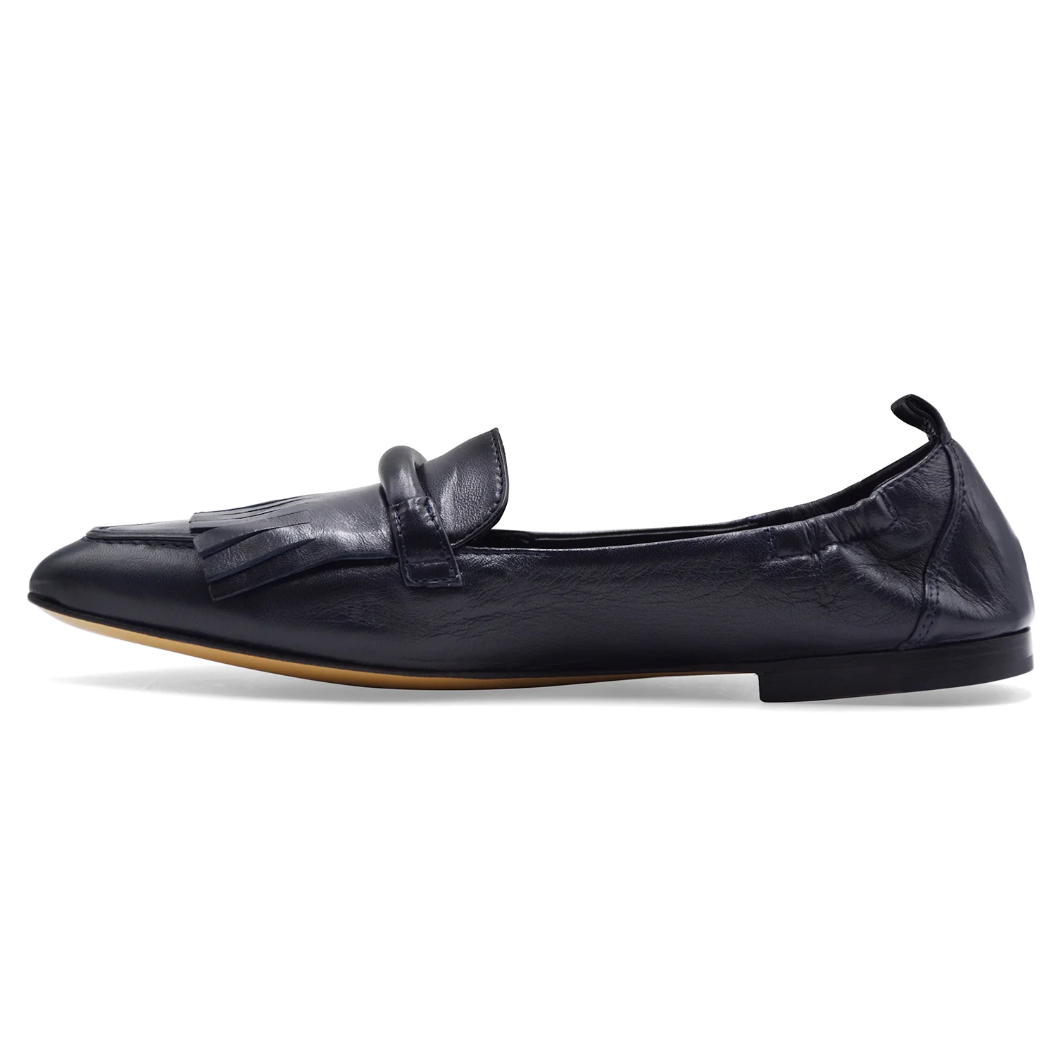 Mocassini Pomme D'Or Donna Nappa Glove Navy Frangia Decorativa - Image 5