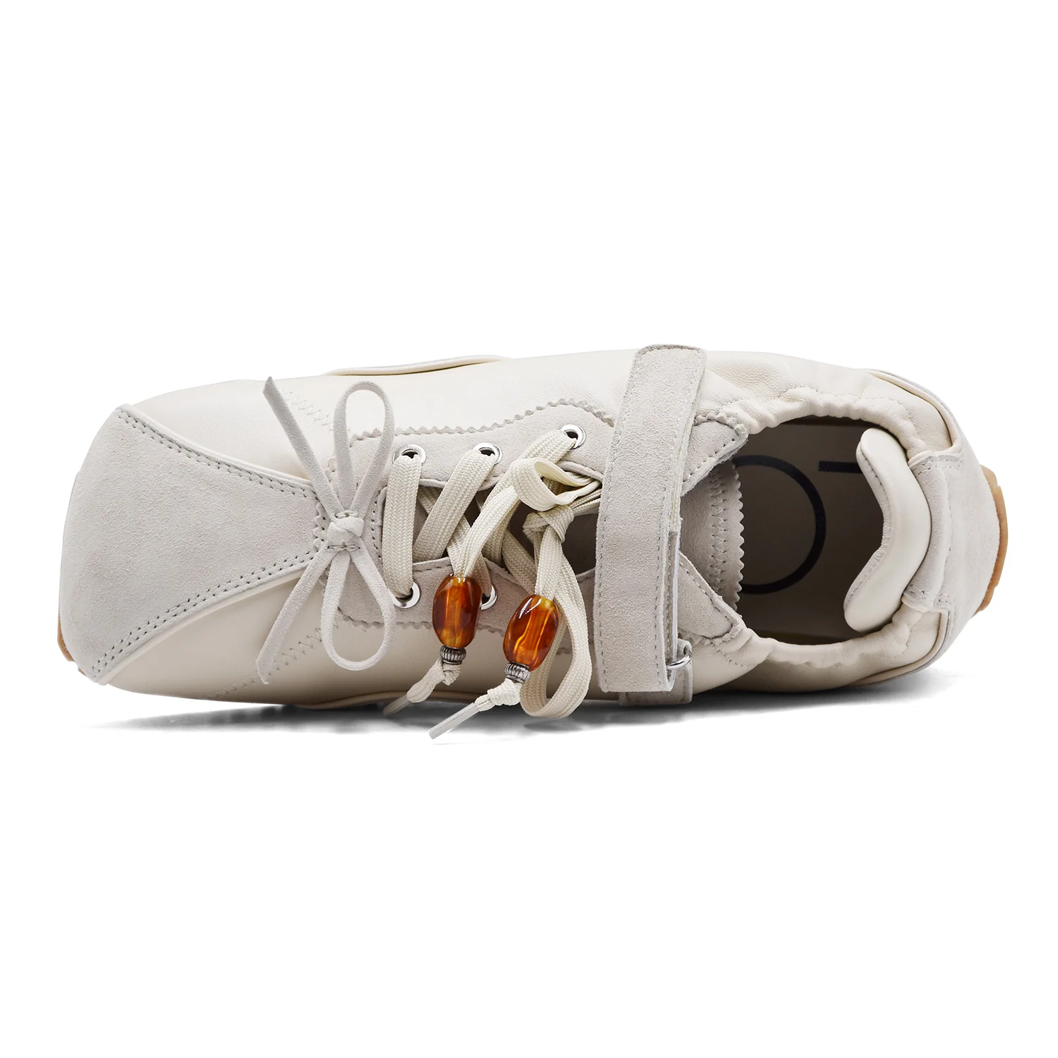 Sneakers Loafer Jacy Donna Pelle Suede Off-White Lacci Strap - Image 5