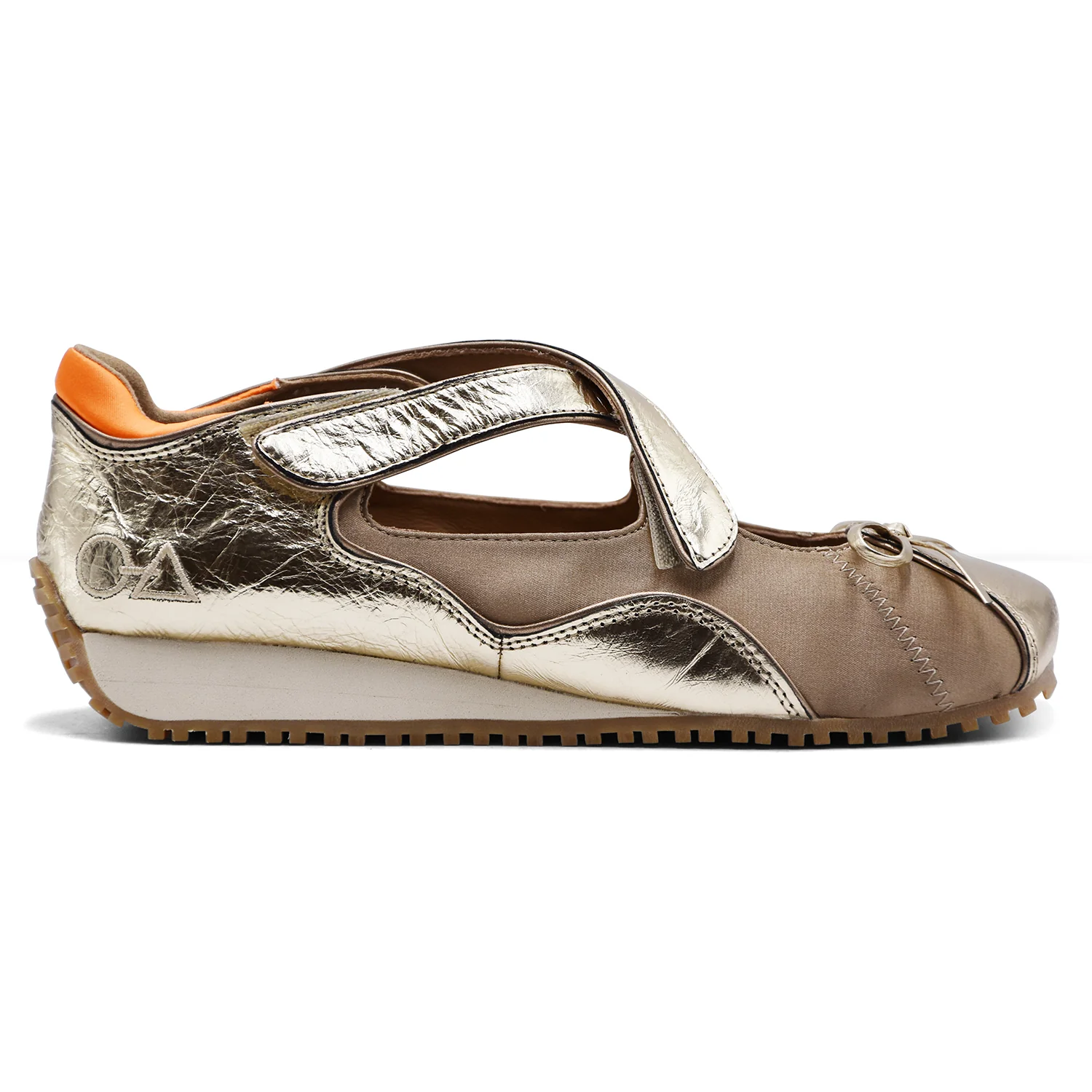 Sneakers Ballerina Loafer Joy Criss-Cross Donna Laminato Oro