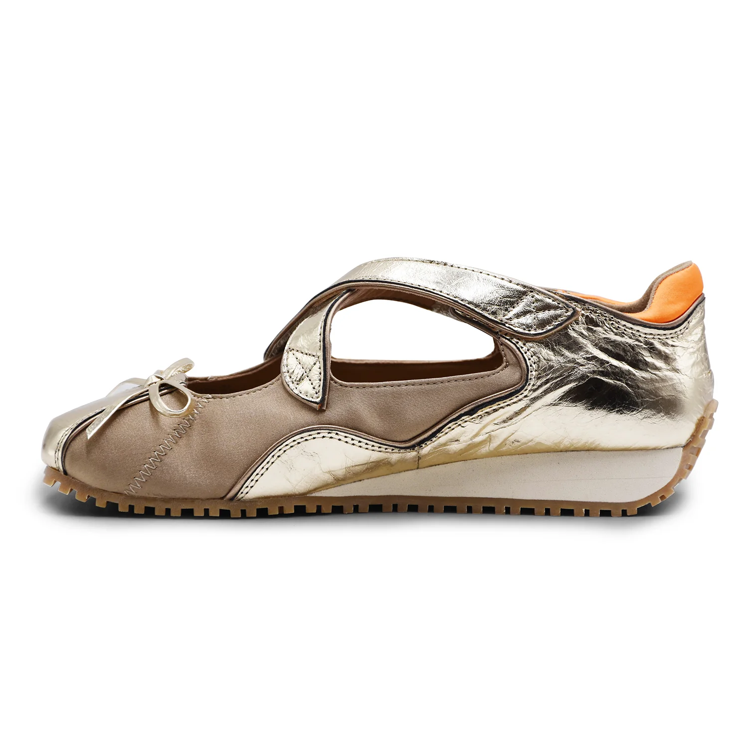 Sneakers Ballerina Loafer Joy Criss-Cross Donna Laminato Oro - Image 3
