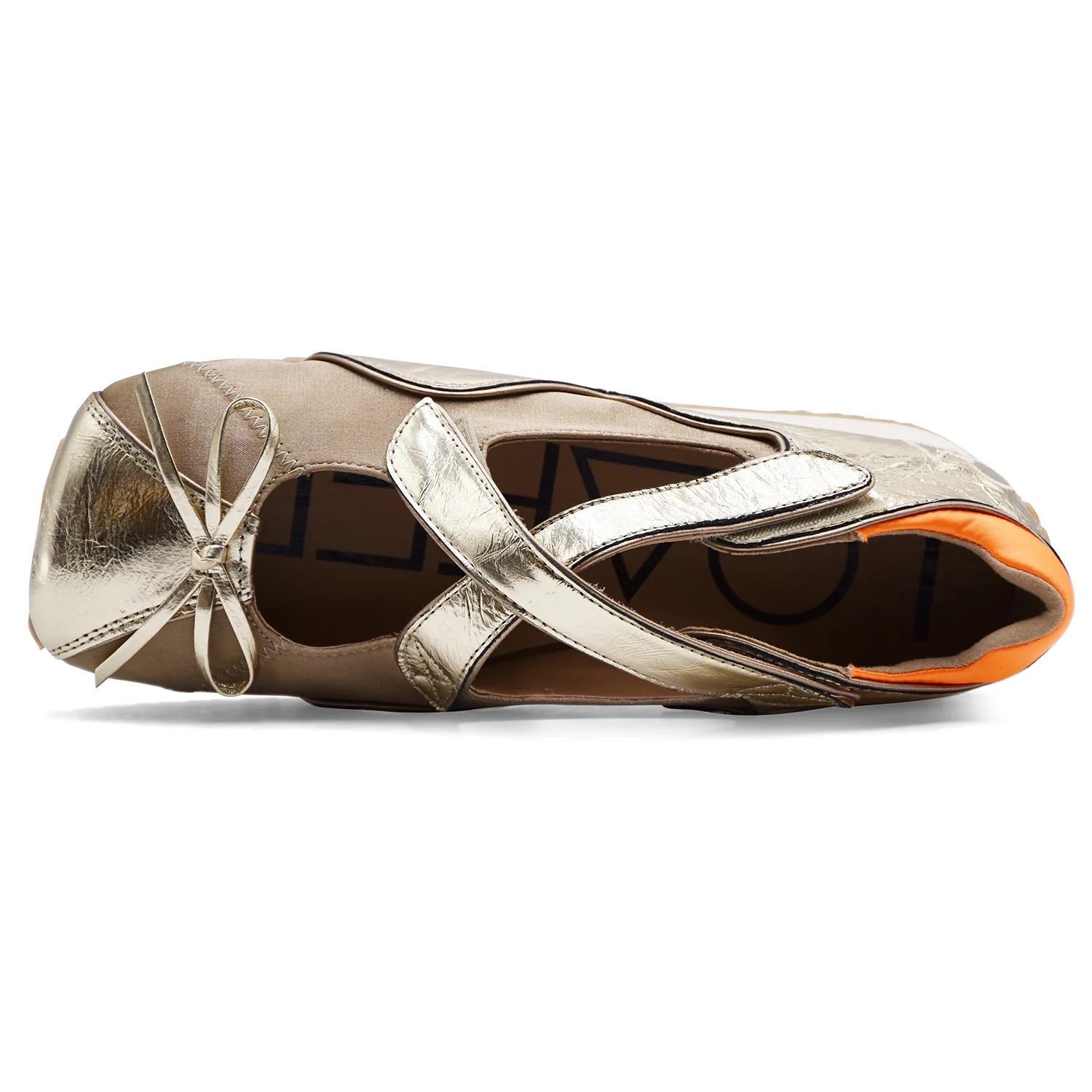 Sneakers Ballerina Loafer Joy Criss-Cross Donna Laminato Oro - Image 4