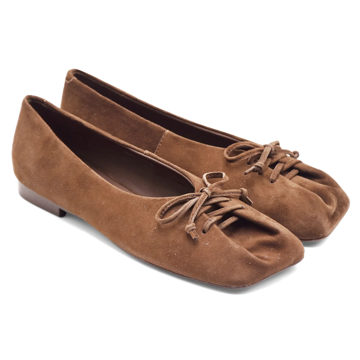 Ballerine Loafer Butter Lace Up Pelle Scamosciata Marrone Scuro - Image 2