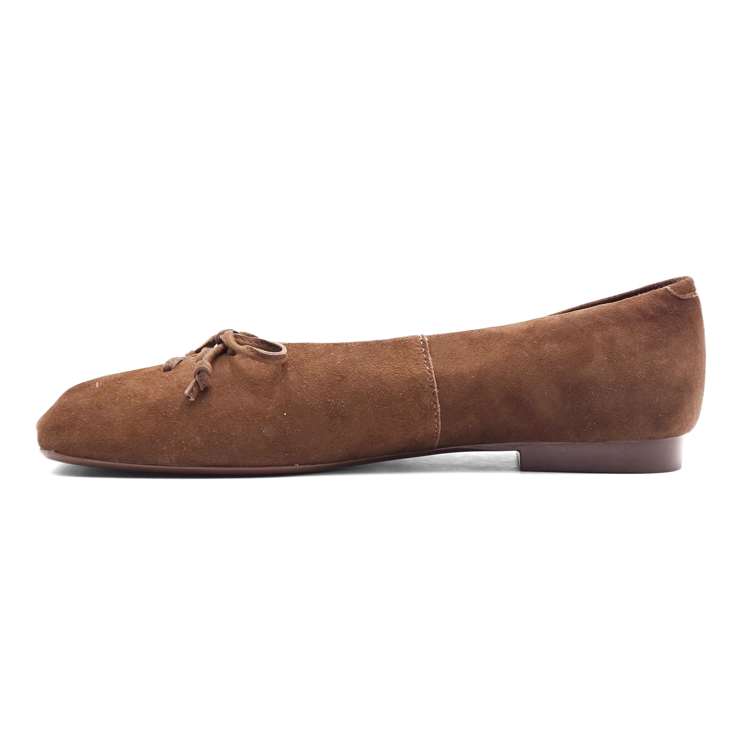 Ballerine Loafer Butter Lace Up Pelle Scamosciata Marrone Scuro - Image 3
