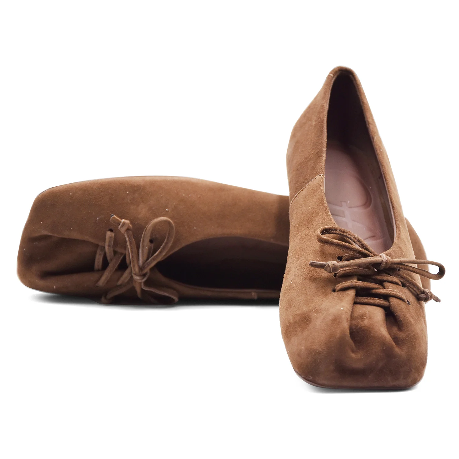 Ballerine Loafer Butter Lace Up Pelle Scamosciata Marrone Scuro - Image 4