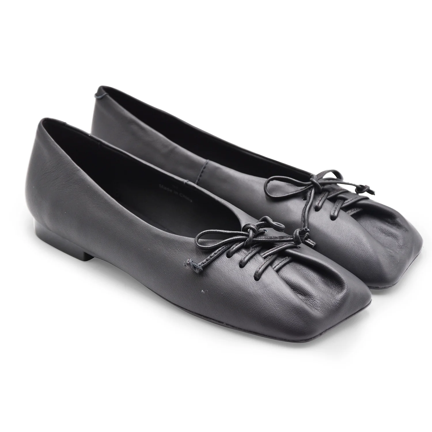 Ballerine Donna Loafer Butter Lace Up Nero In Pelle Baby Calf - Image 2