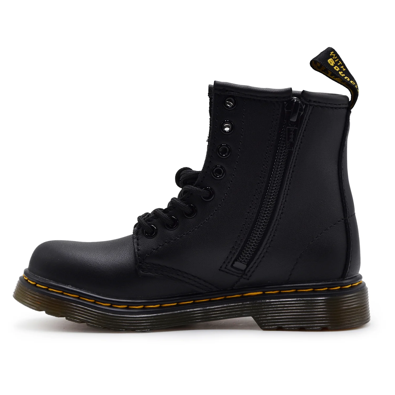 Dr. Martens Bambino Anfibio 1460 J Pelle Nero Con Zip Laterale - Image 3