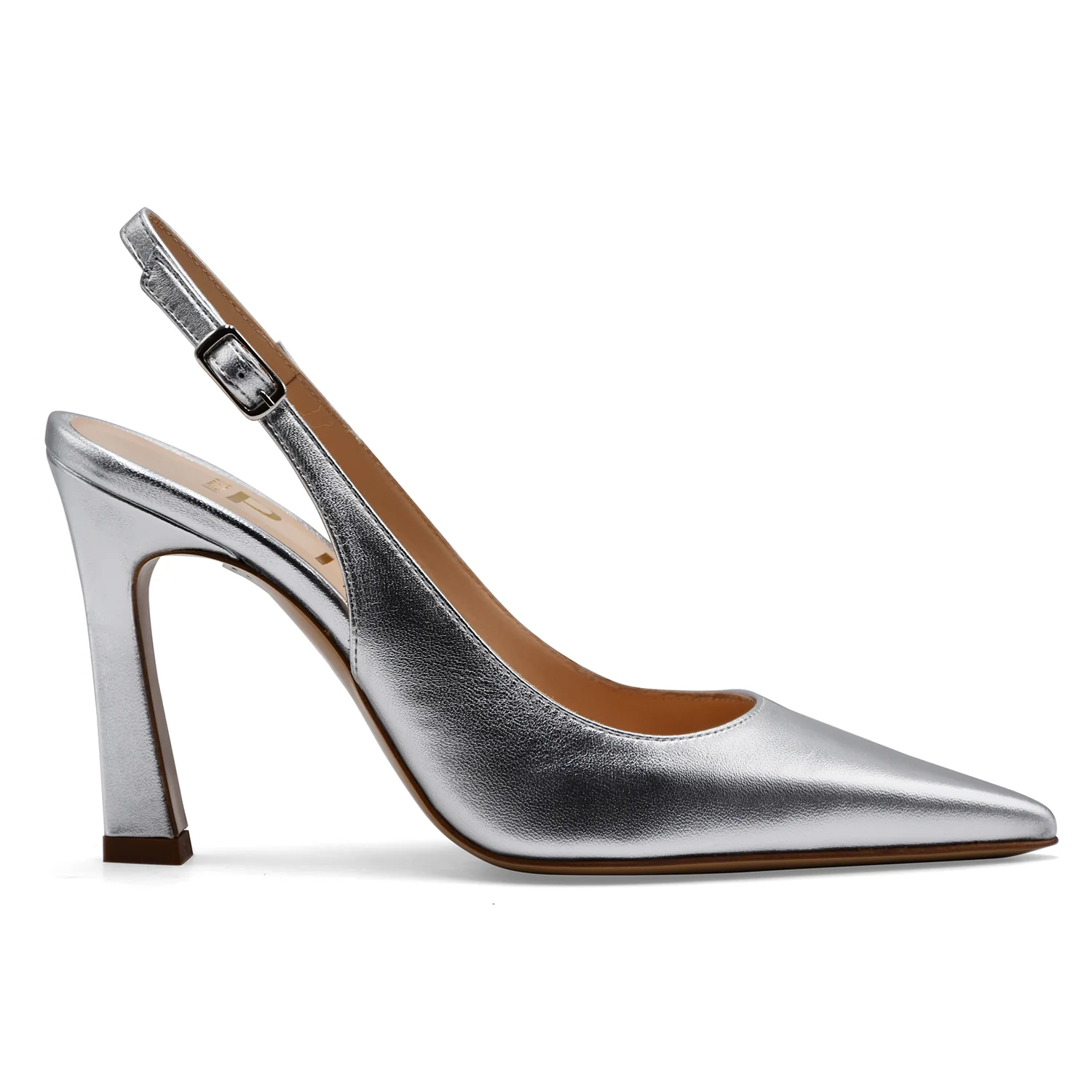 Slingback Donna Matteo Pitti Pelle Laminato Argento Elegante