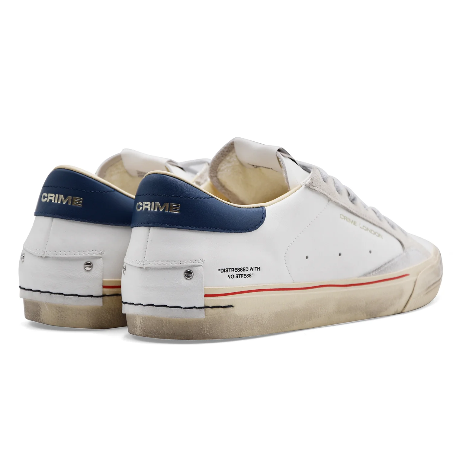 Sneakers Crime London Uomo Distressed Lo 2.0 Oxford Bianco Blu - Image 3