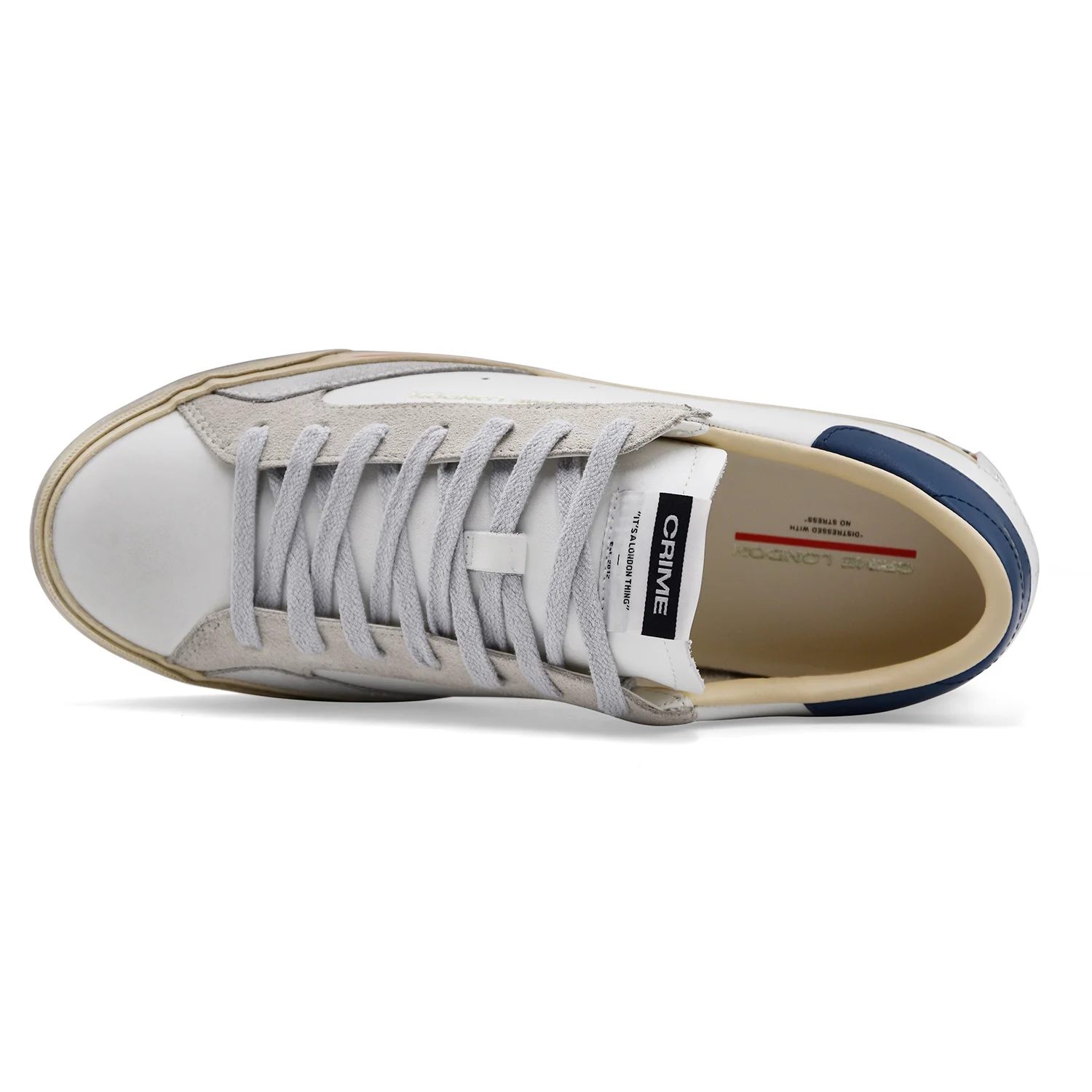 Sneakers Crime London Uomo Distressed Lo 2.0 Oxford Bianco Blu - Image 5