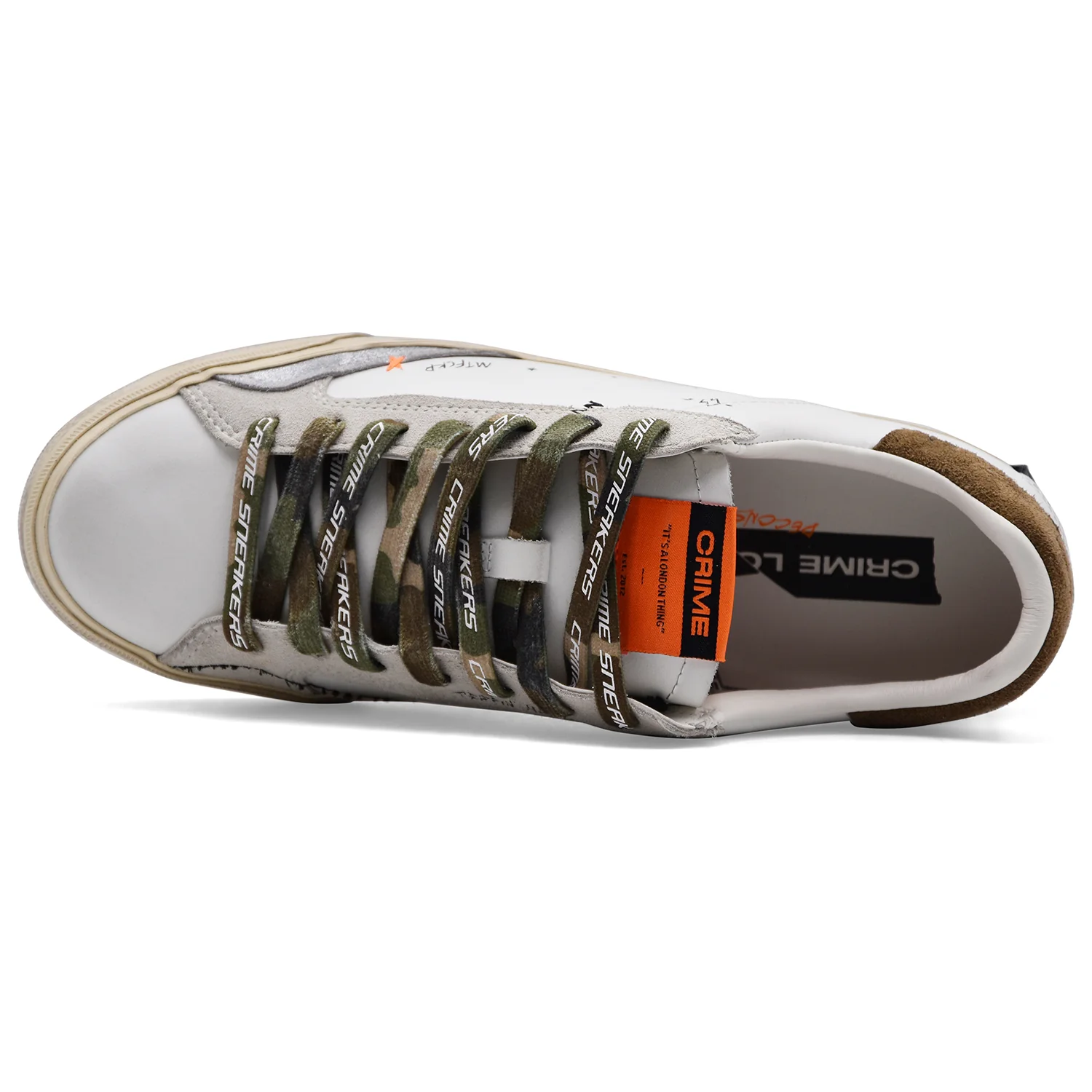 Sneakers Crime London Uomo DISTRESSED Bianca Tallone In Camoscio - Image 3