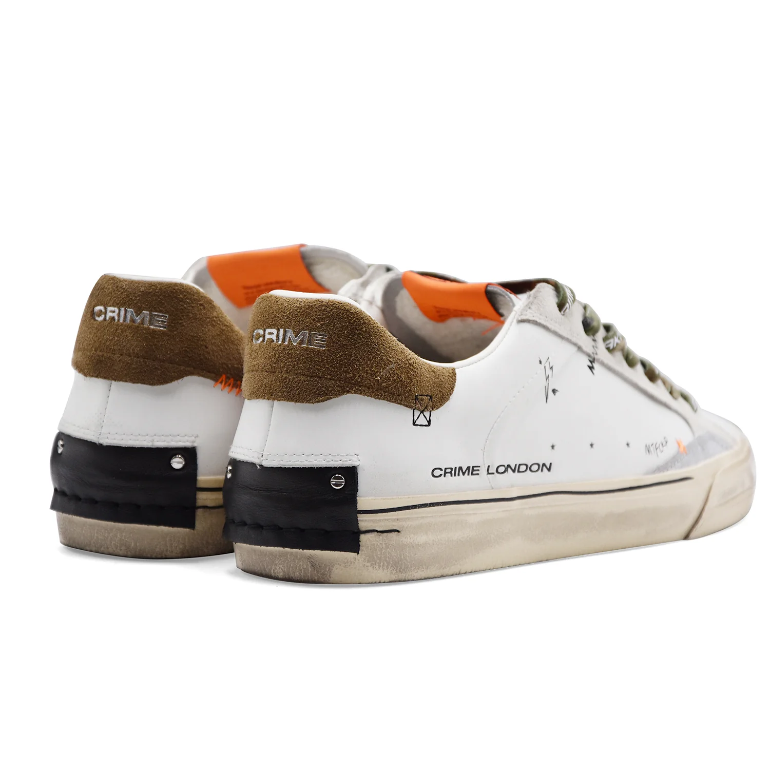 Sneakers Crime London Uomo DISTRESSED Bianca Tallone In Camoscio - Image 5