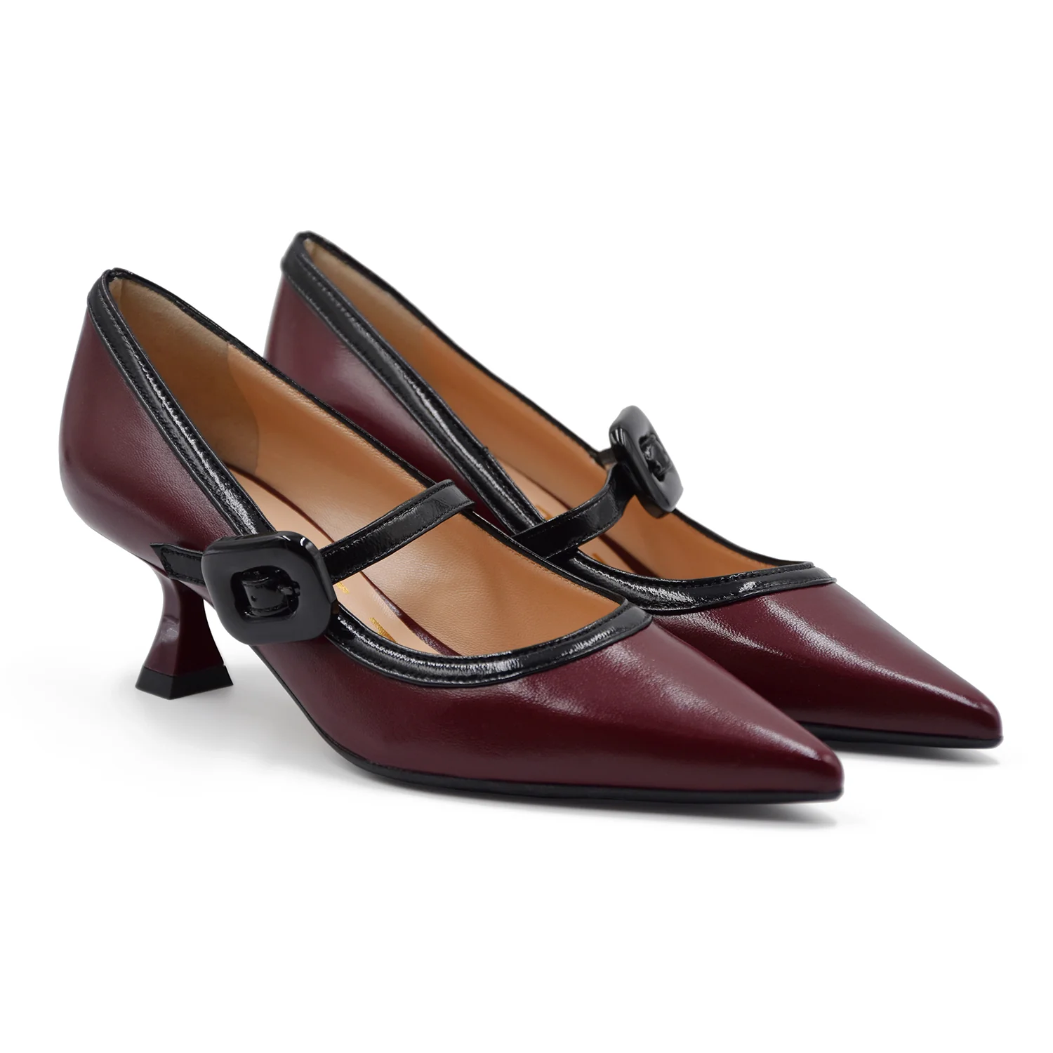 Décolleté Matteo Pitti Donna Chic 1938 Bordeaux Bordato Di Nero - Image 2