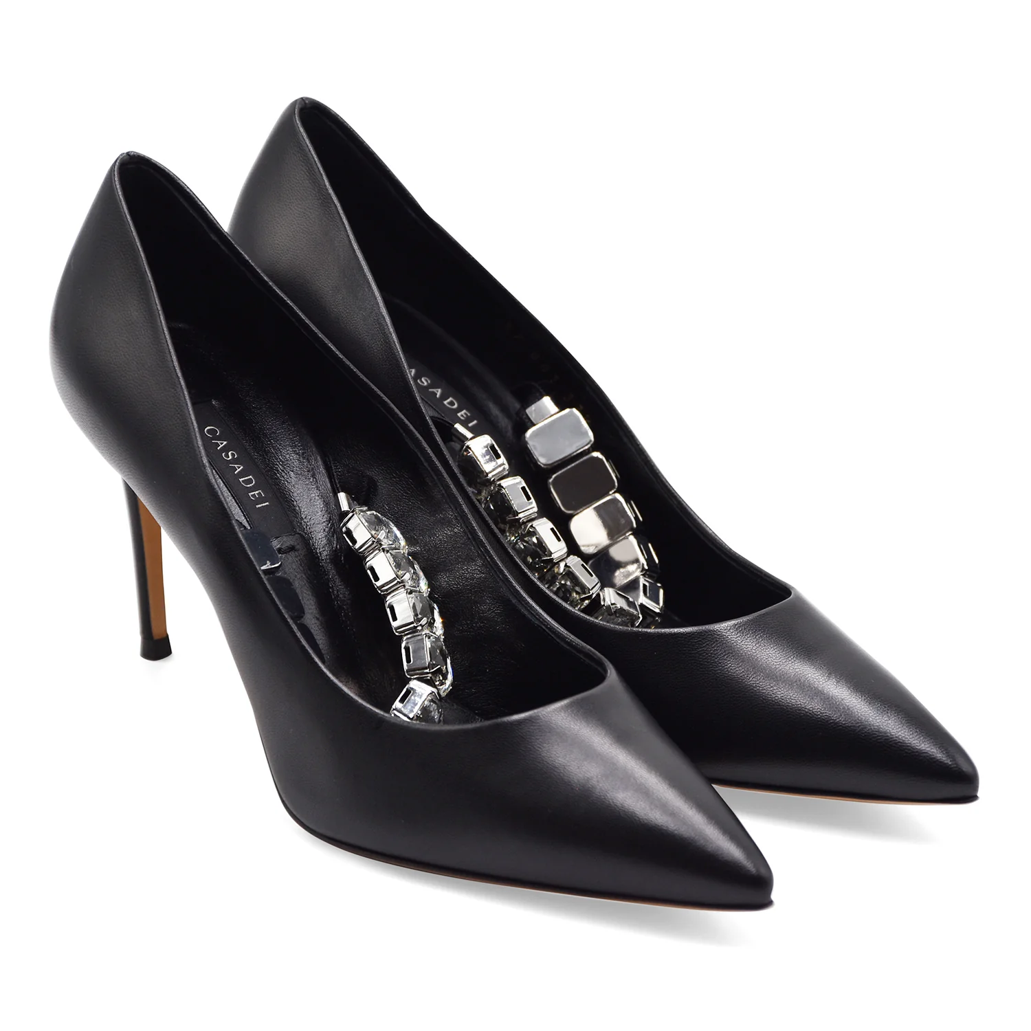 Décolleté Donna Casadei Nero Con Cinturino Gioiello Elegante - Image 4