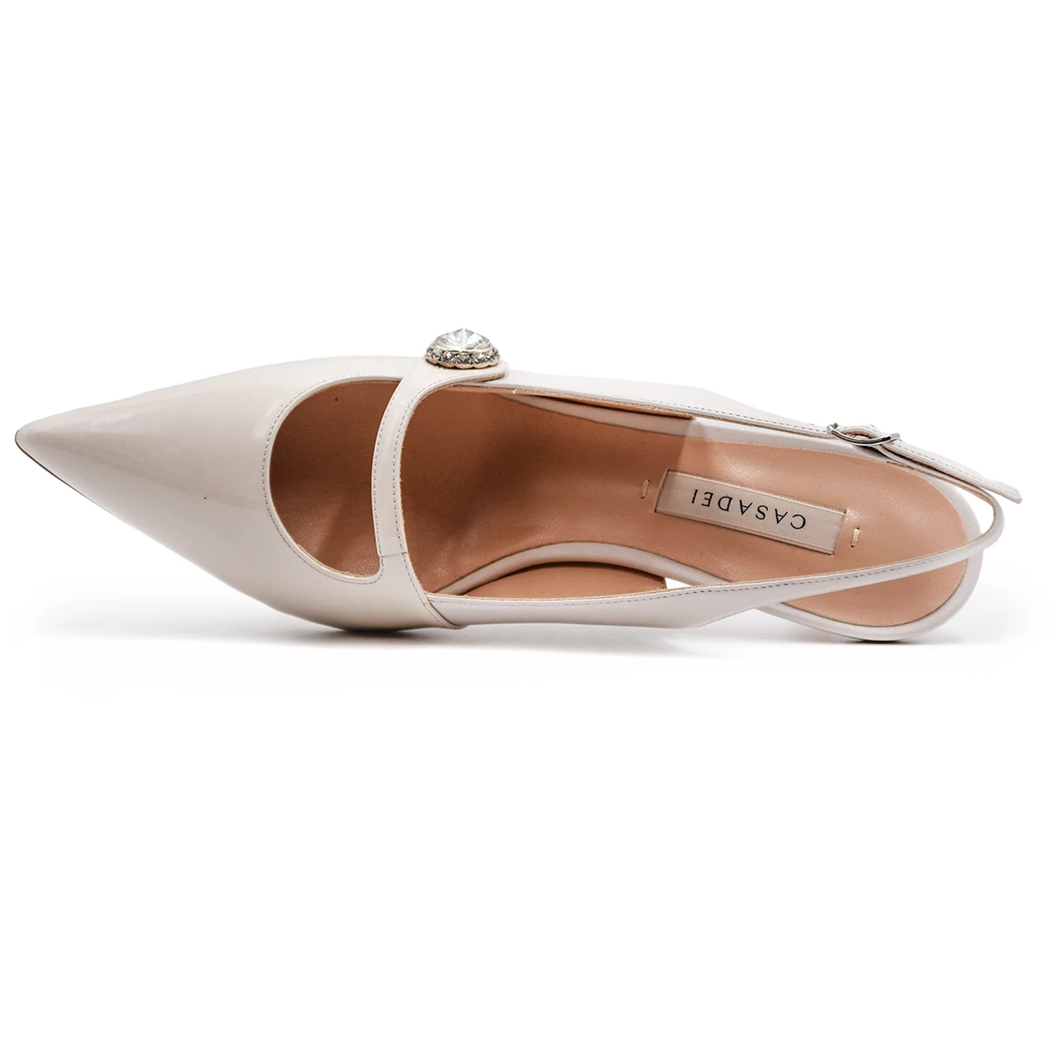 Casadei Donna Chanel Ecrù Bimateriale In Preziosa Pelle E Vernice - Image 5