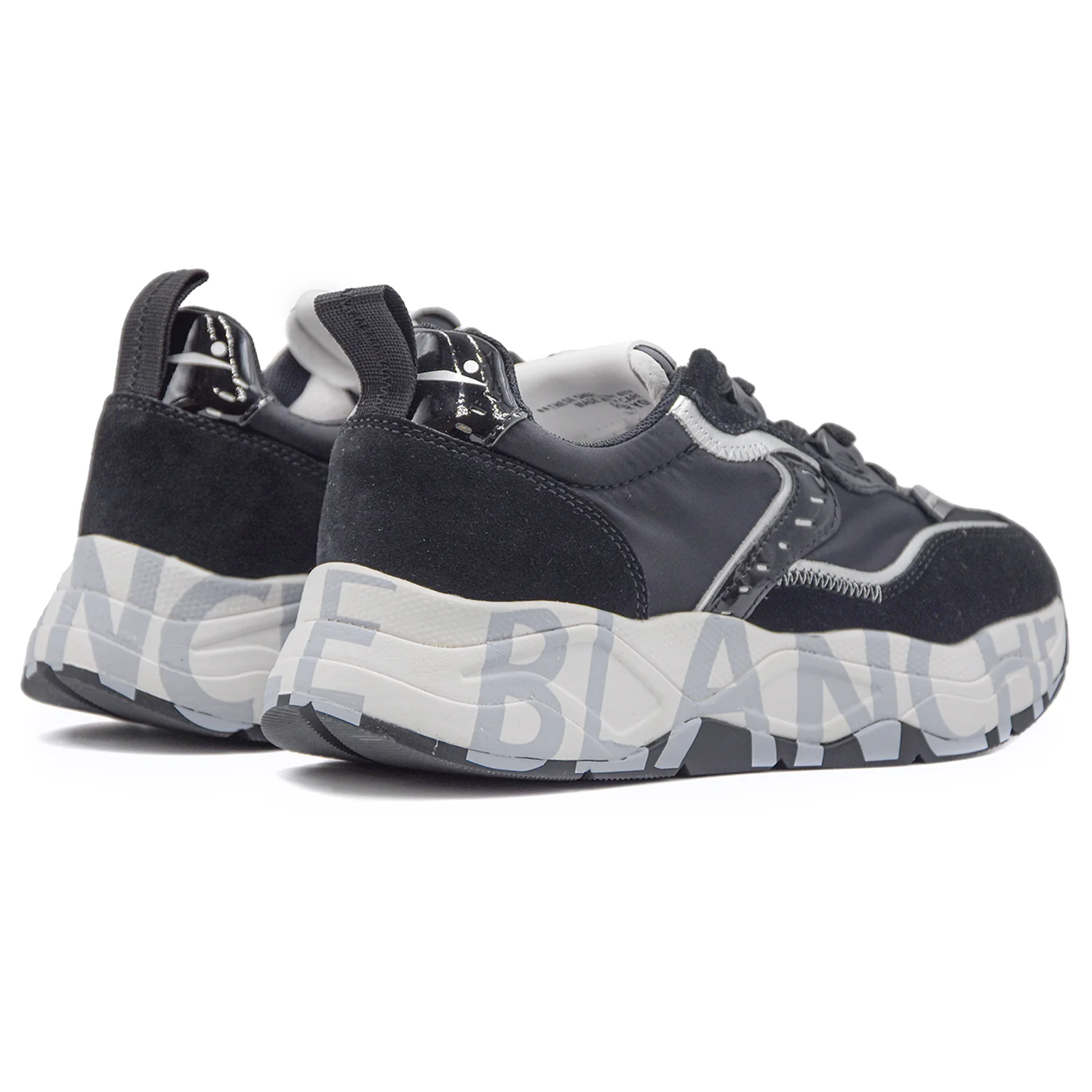 Voile Blanche Sneakers Donna Monocromo Nero Modello Club 105 - Image 3