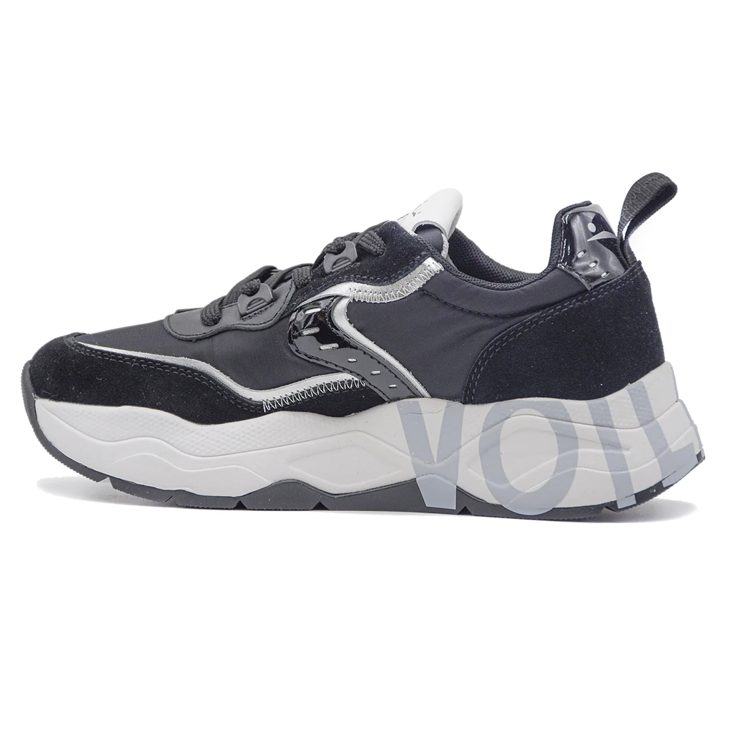 Voile Blanche Sneakers Donna Monocromo Nero Modello Club 105 - Image 4
