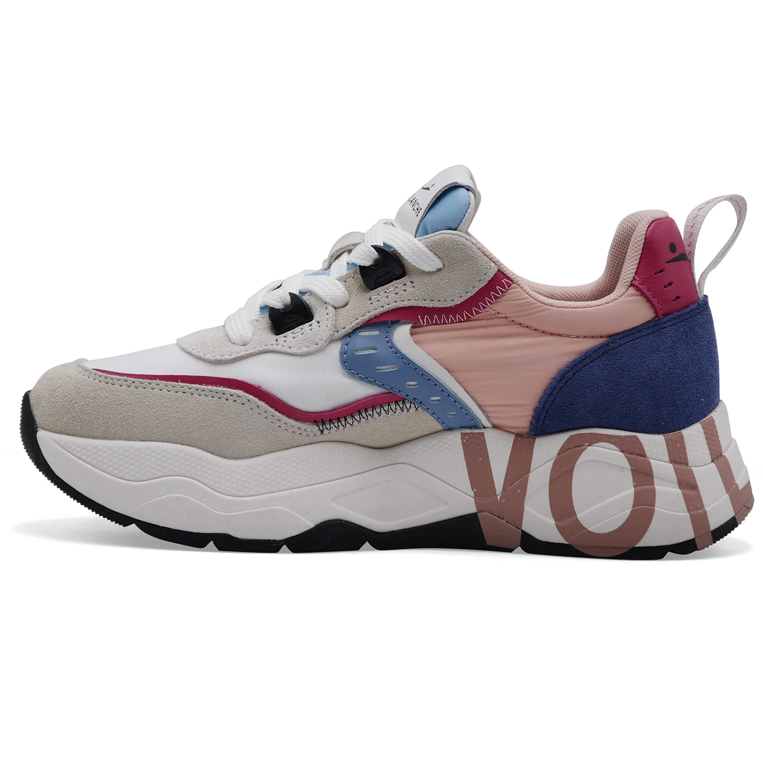 Sneakers Voile Blanche Donna Club105 Suede Nylon Bianco Fucsia - Image 4