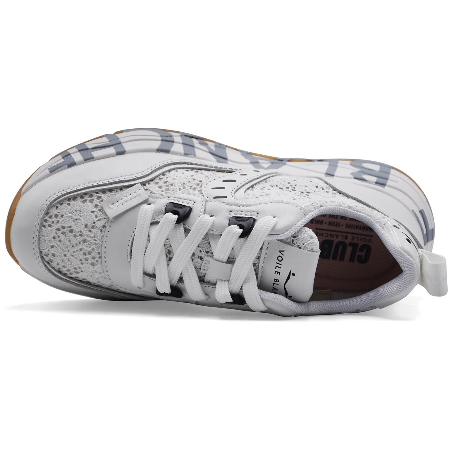 Sneakers Voile Blanche Donna Club105 In Pelle E Tessuto Bianco - Image 3