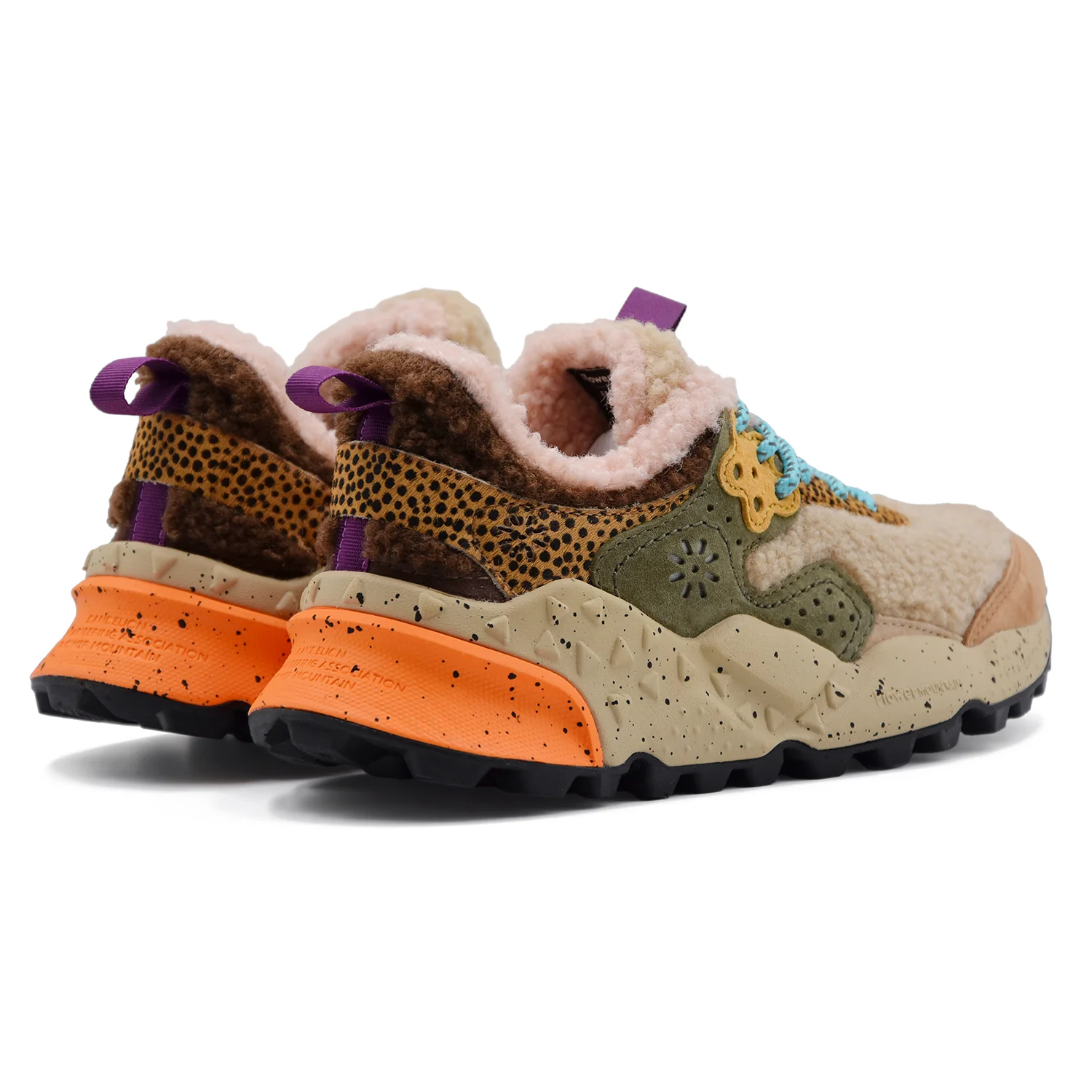Sneakers Flower Mountain Donna Kotetsu Suede Teddy Taupe Grey - Image 3