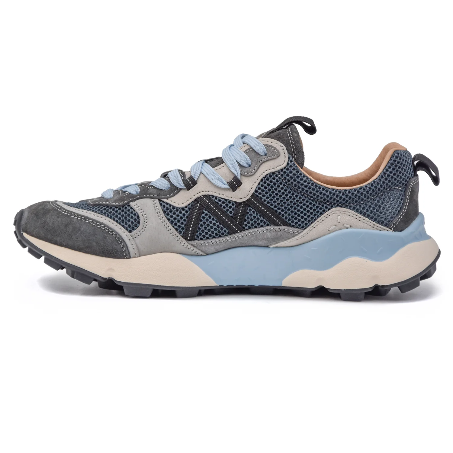 Flower Mountain Uomo Sneakers LENZAN Grigie Con Dettagli Celesti - Image 3
