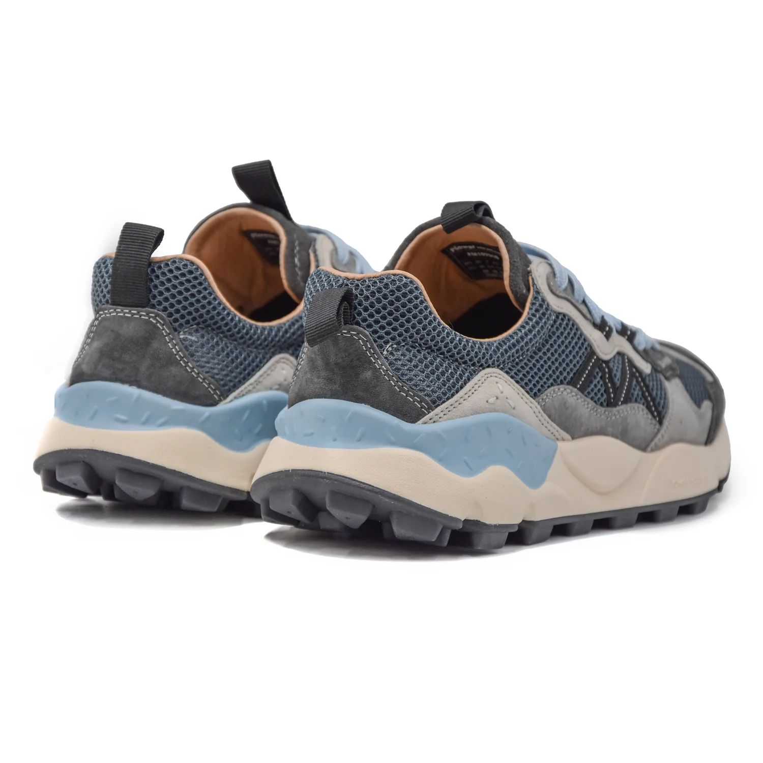 Flower Mountain Uomo Sneakers LENZAN Grigie Con Dettagli Celesti - Image 4