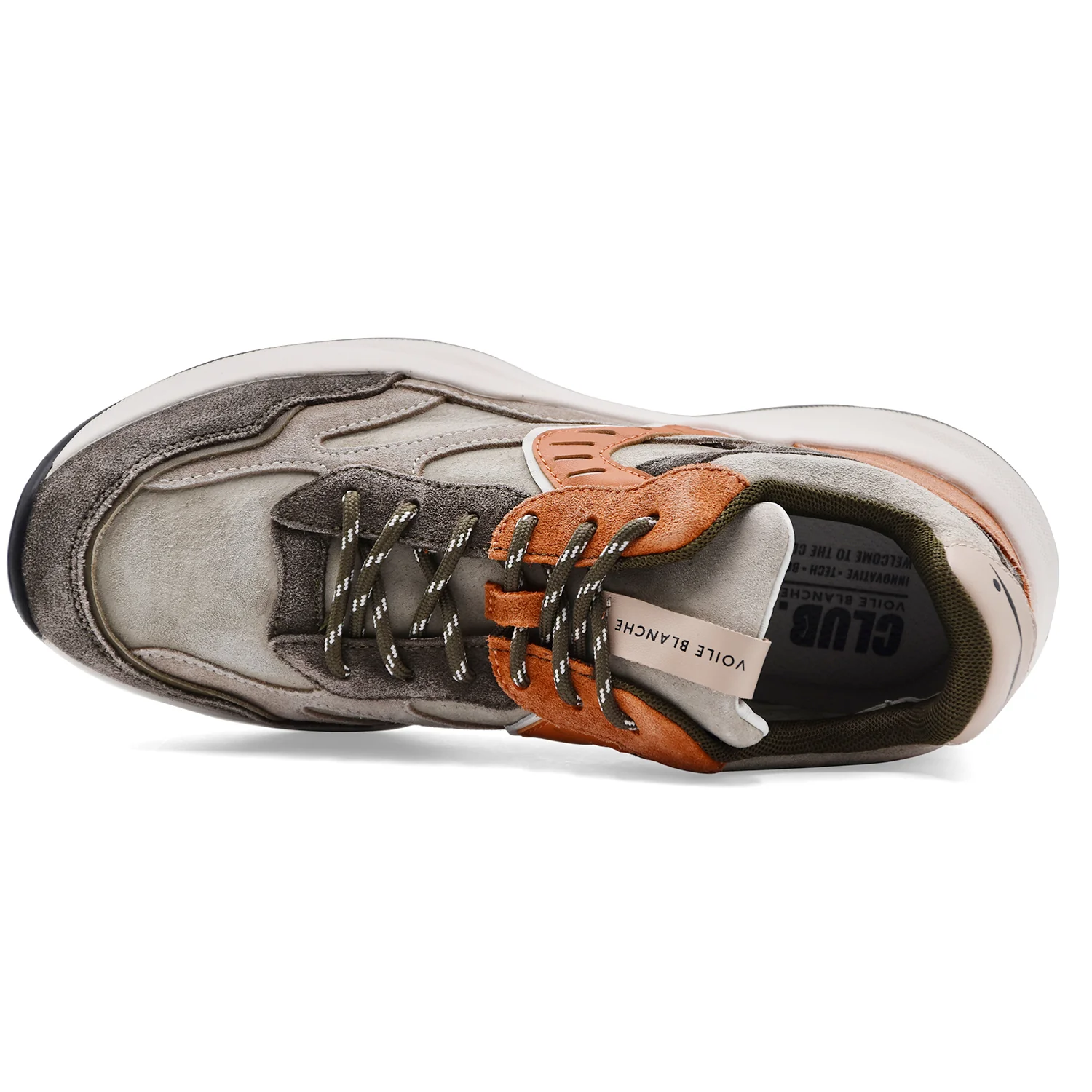 Sneakers Voile Blanche Uomo Club22 Pelle Suede Army Green Sand - Image 3