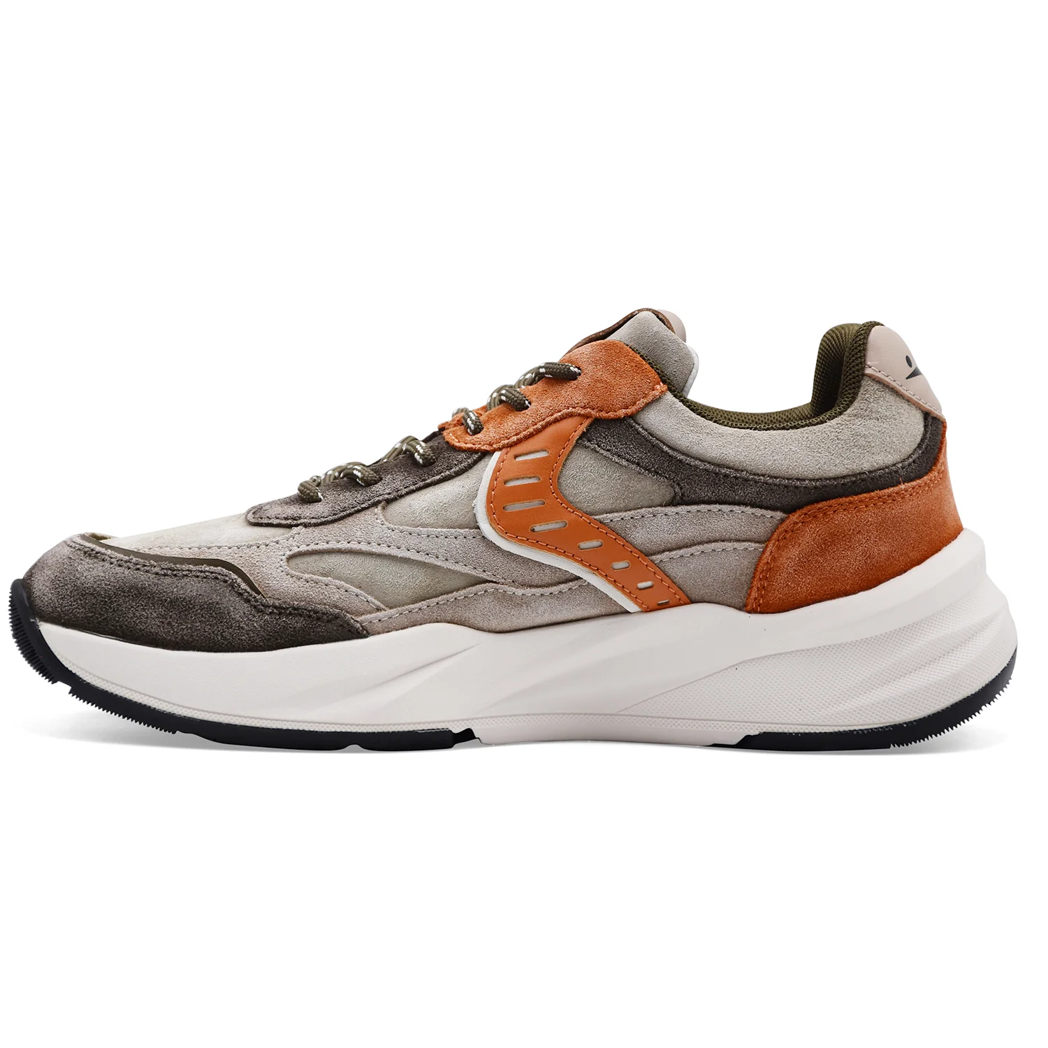Sneakers Voile Blanche Uomo Club22 Pelle Suede Army Green Sand - Image 4