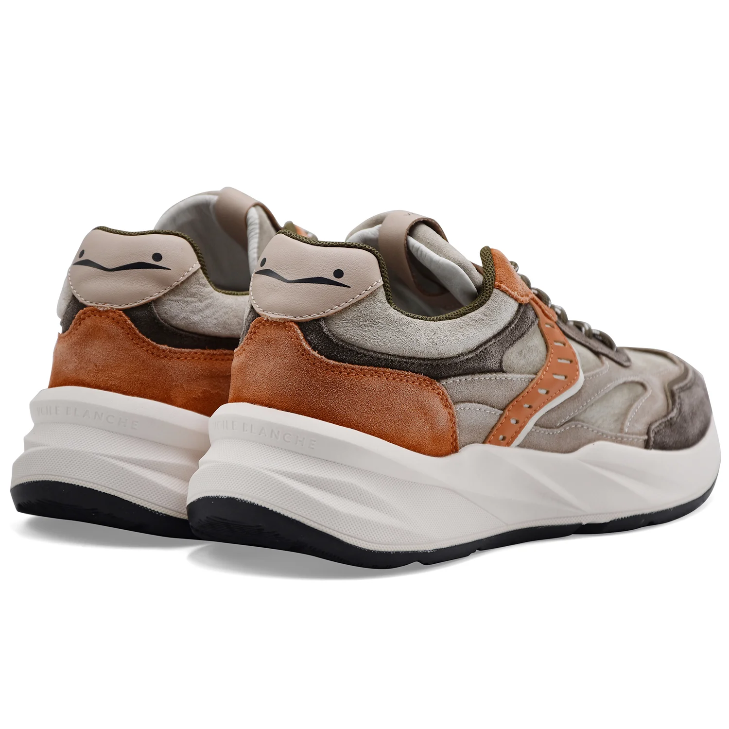 Sneakers Voile Blanche Uomo Club22 Pelle Suede Army Green Sand - Image 5