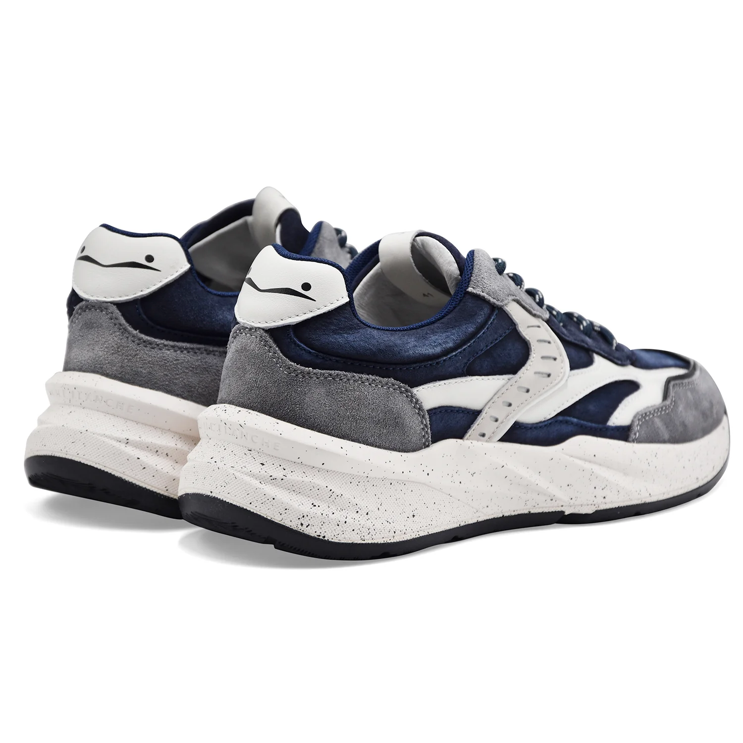Sneakers Voile Blanche Uomo Club22 In Pelle Washed Grigio Blu - Image 4