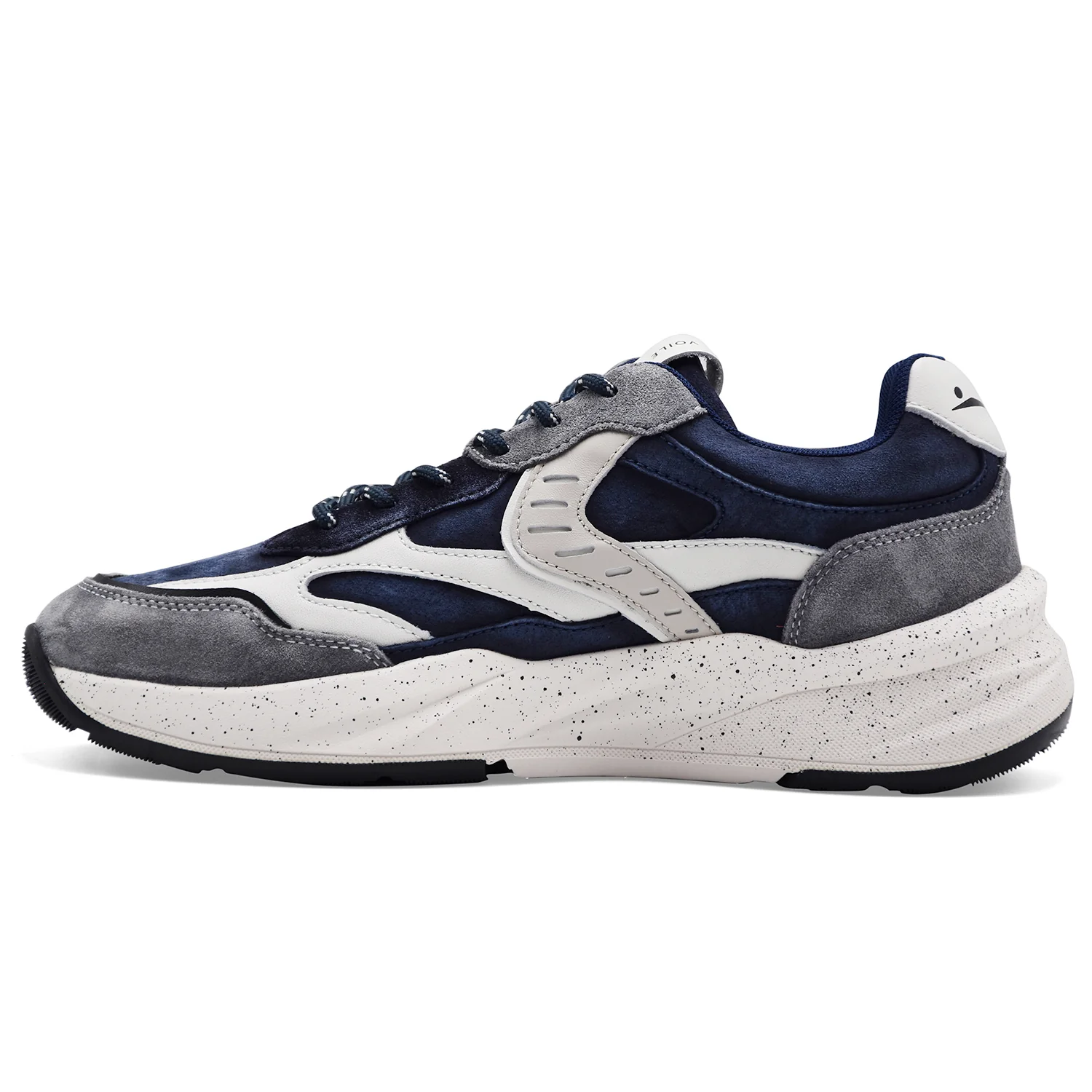Sneakers Voile Blanche Uomo Club22 In Pelle Washed Grigio Blu - Image 5