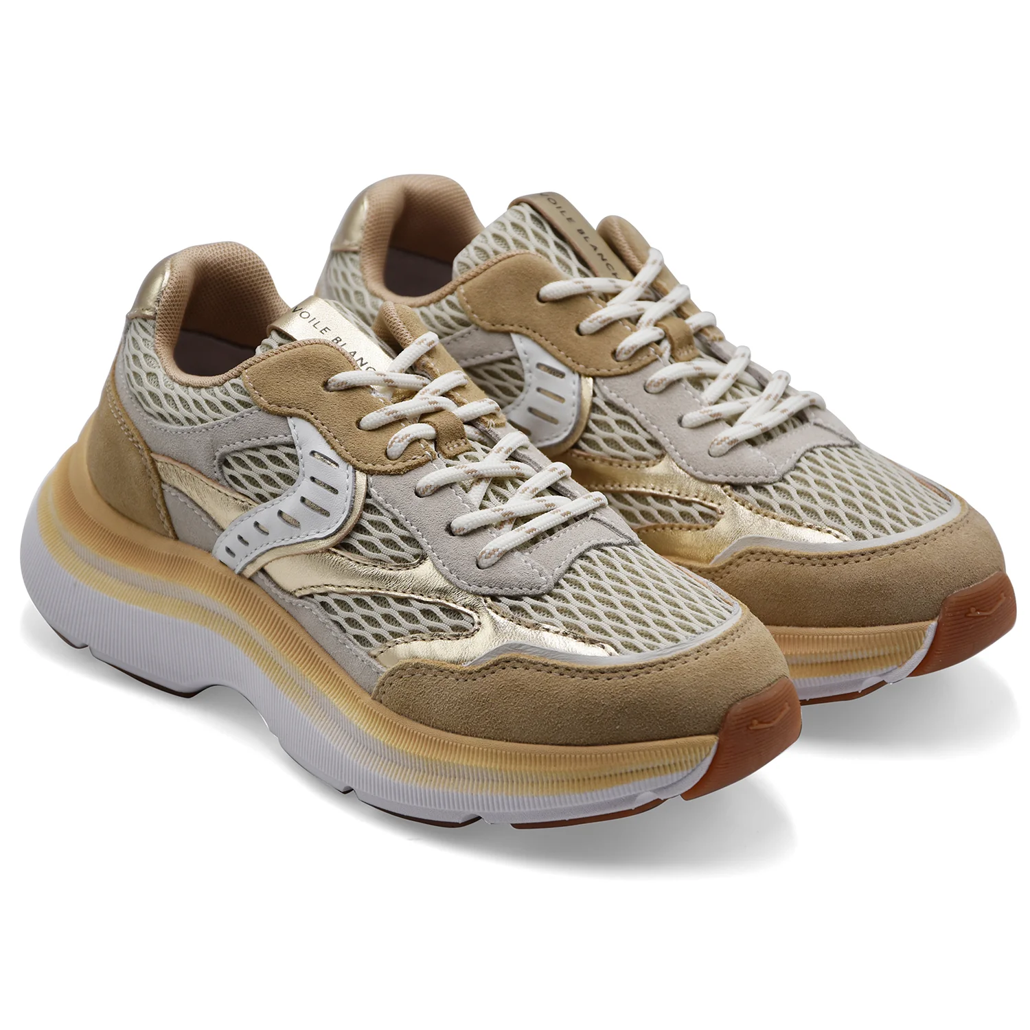 Voile Blanche Sneakers Donna Club122 Suede Mesh Ecru Off White - Image 2