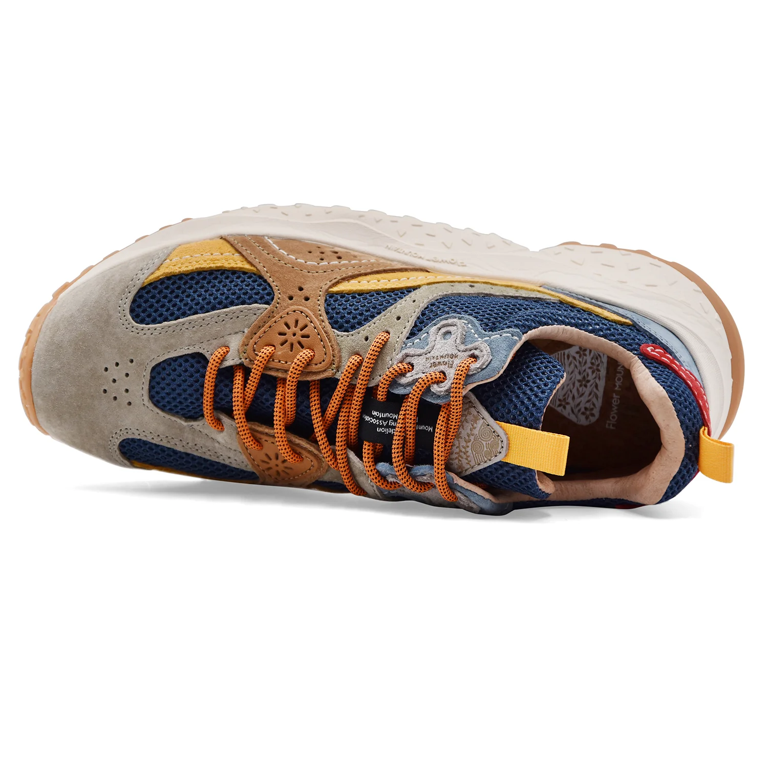 Sneakers Flower Mountain Uomo Wave Man In Suede Mesh Blu Beige - Image 3