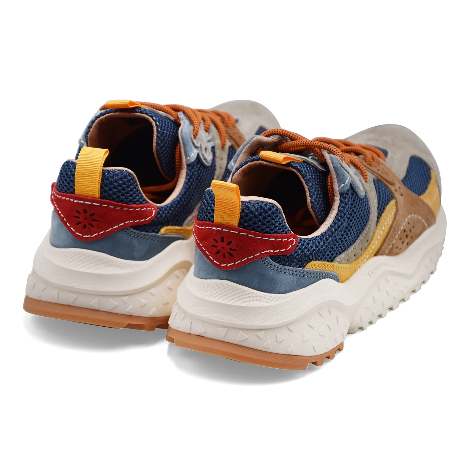 Sneakers Flower Mountain Uomo Wave Man In Suede Mesh Blu Beige - Image 4