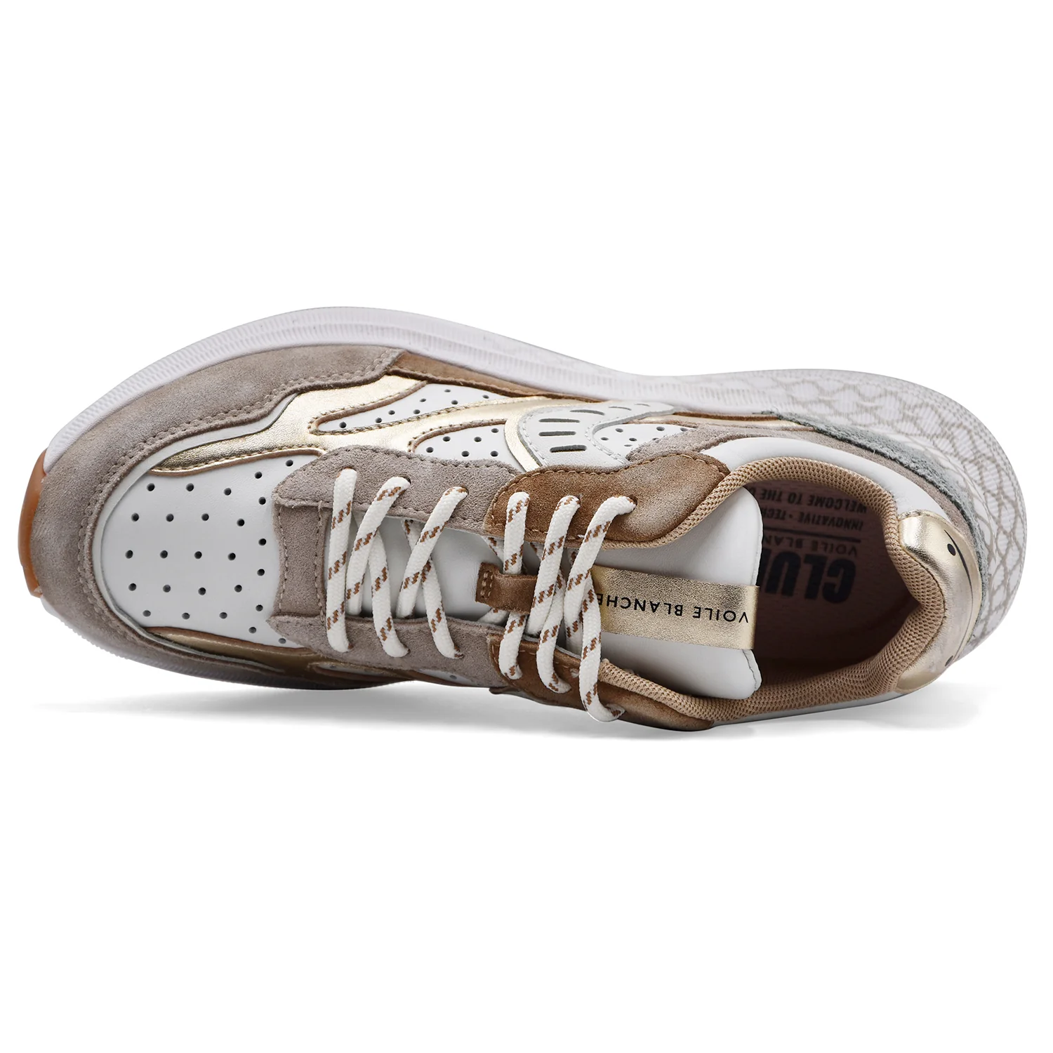 Sneakers Voile Blanche Donna Club122 Perfy Suede Bianco Beige - Image 4