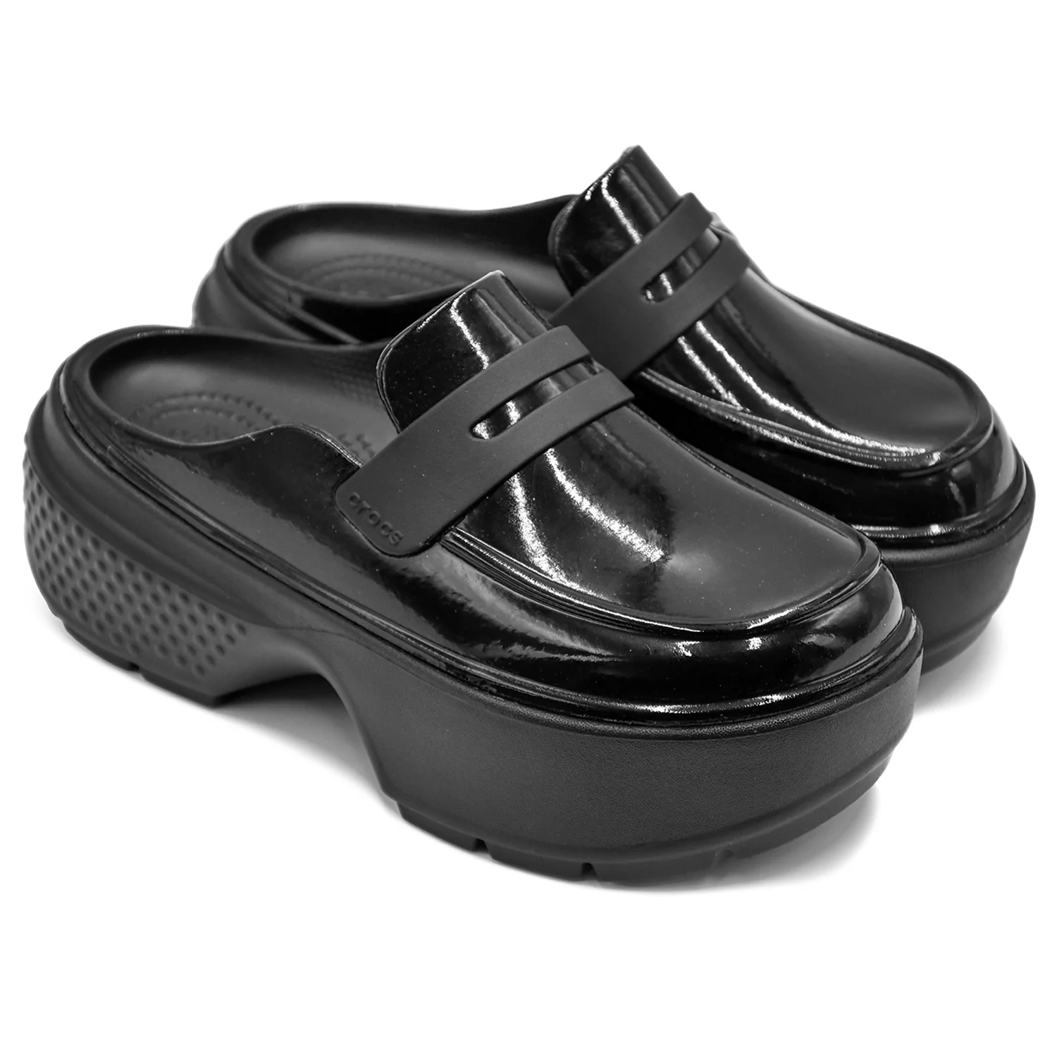Crocs Stomp High Shine Sabot Lucido Nero Donna Sostegno Croslite - Image 2
