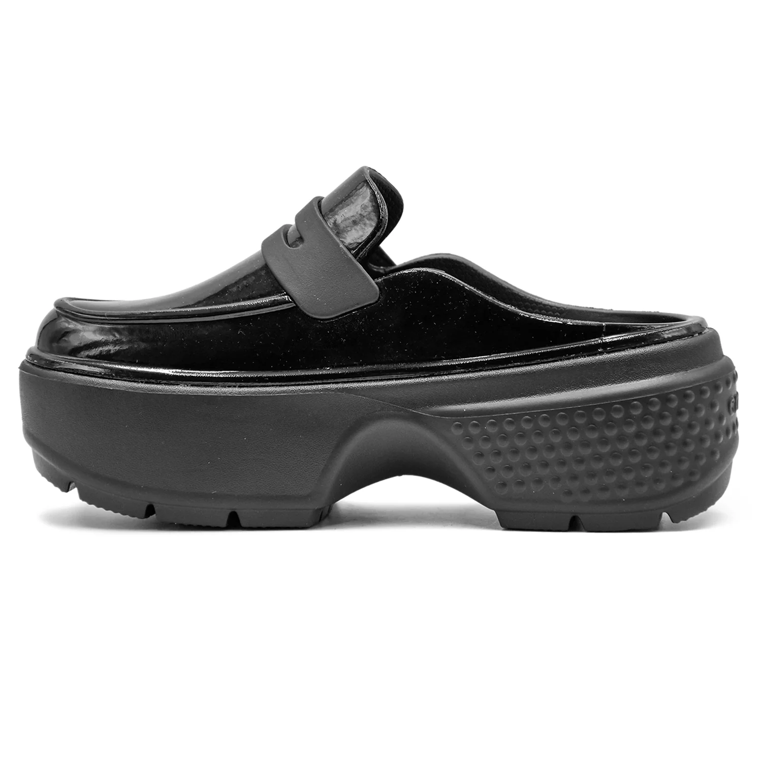 Crocs Stomp High Shine Sabot Lucido Nero Donna Sostegno Croslite - Image 3