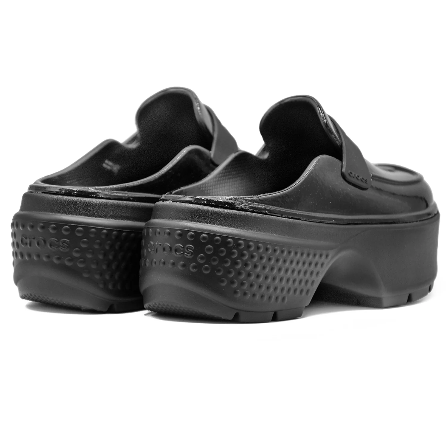 Crocs Stomp High Shine Sabot Lucido Nero Donna Sostegno Croslite - Image 4