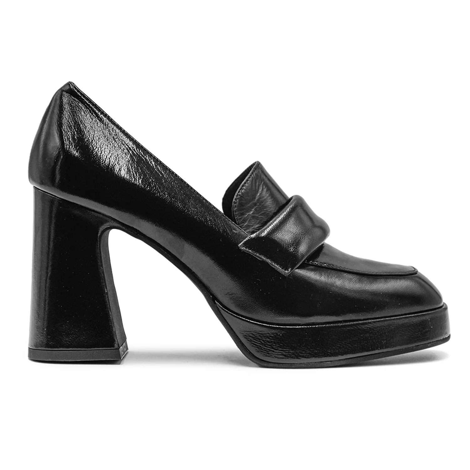 Mocassini Donna Chantal 1962 Lucido Con Comodo Plateau Nero