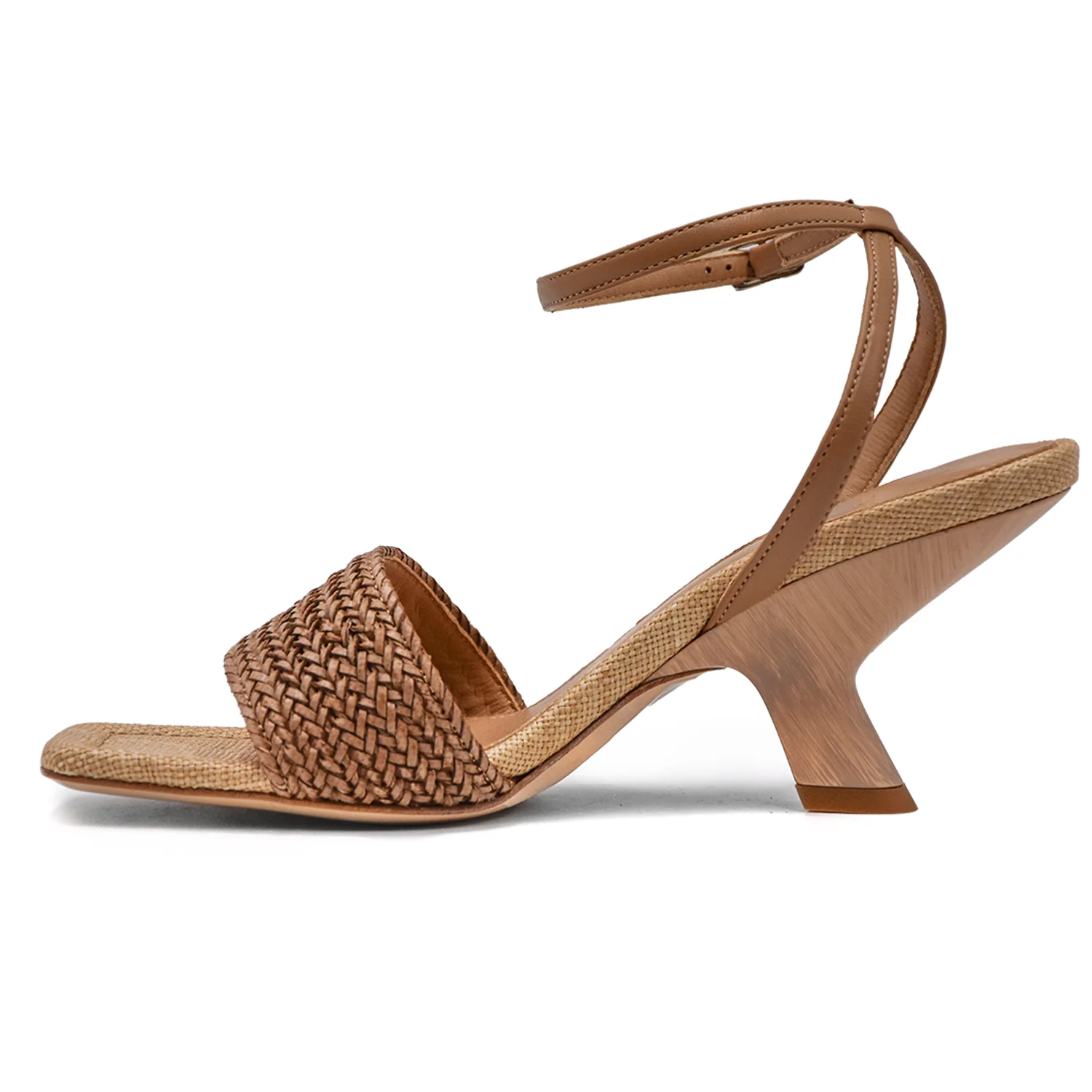 Sandali Donna Chantal 1962 Dal Tacco Geometrico Color Legno - Image 4