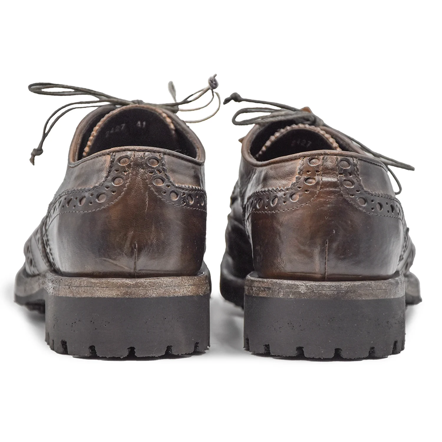 Shoto Stringata Marrone Suola In Gomma Tacchettata Vibram Uomo - Image 5