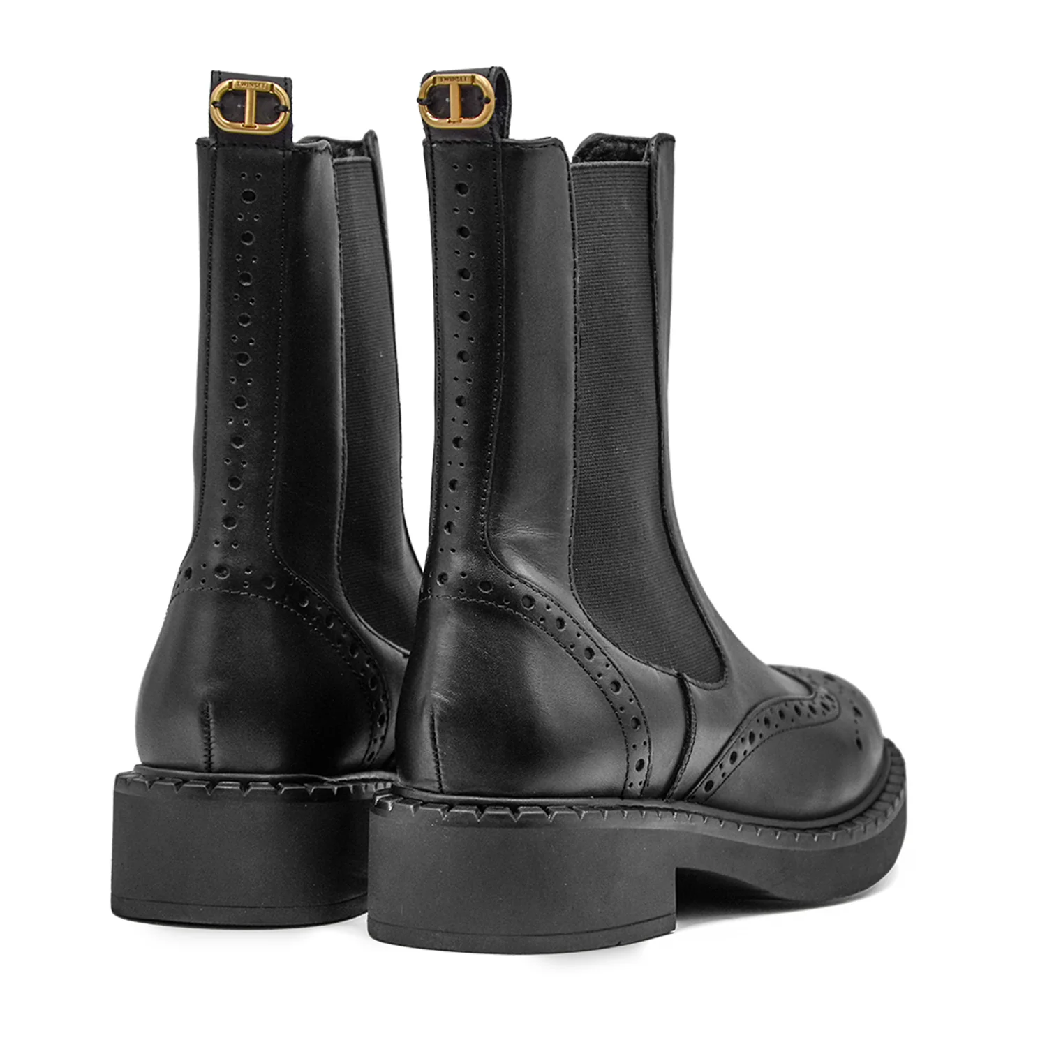 Twinset Stivaletti Donna Nero Elegante Motivo Brogue In Punta - Image 4