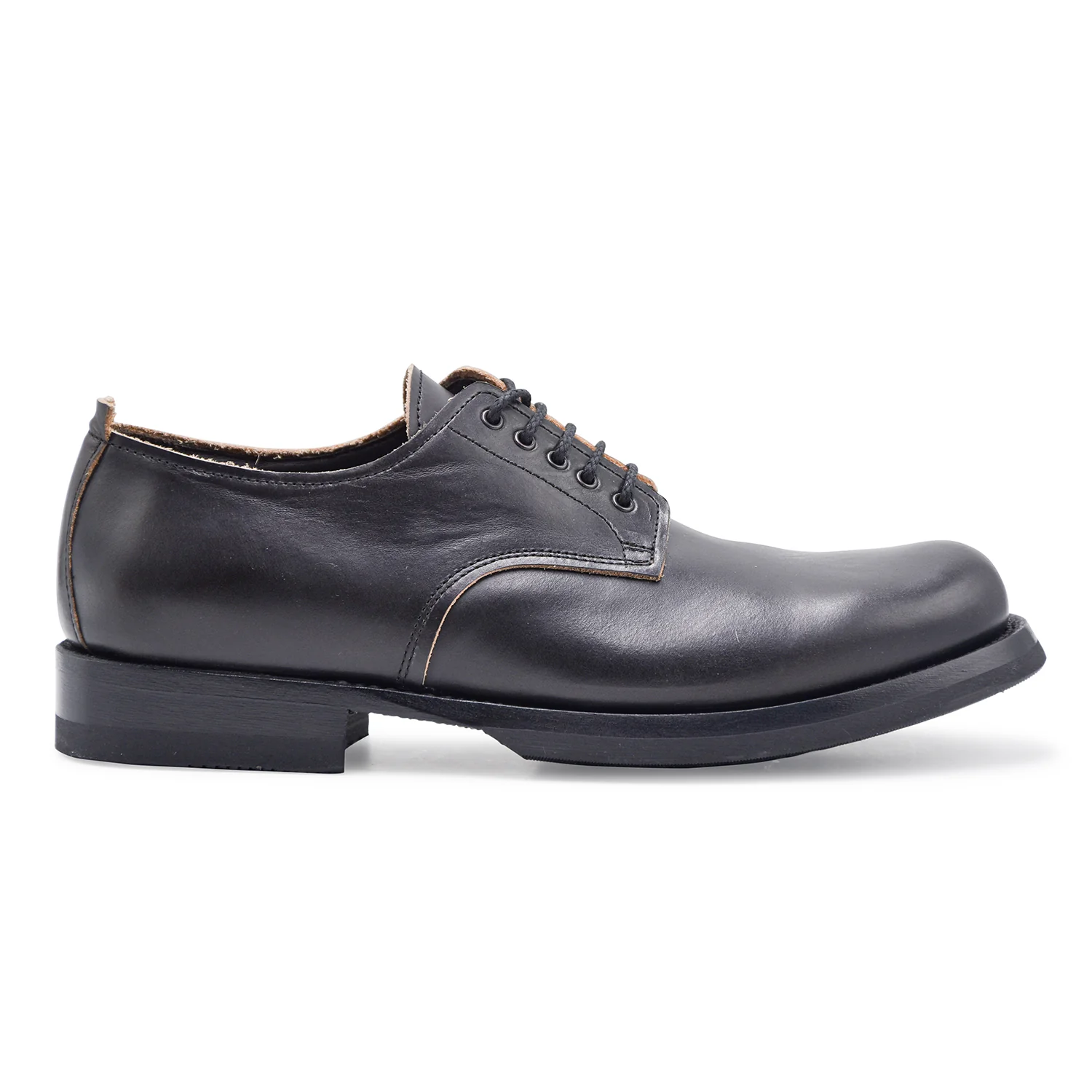 Allacciata Uomo Shoto Nero In Pelle Con Suola In Gomma Vibram