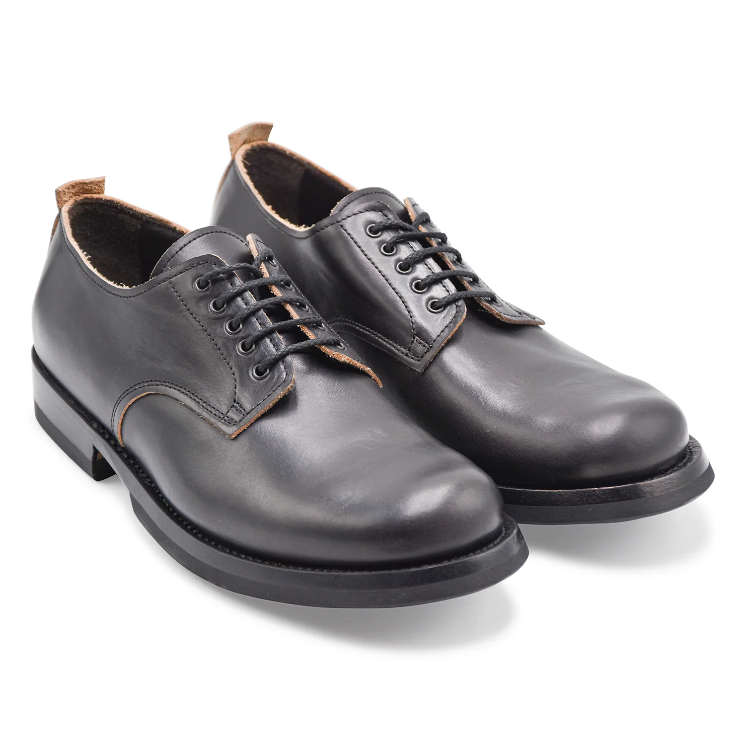 Allacciata Uomo Shoto Nero In Pelle Con Suola In Gomma Vibram - Image 2