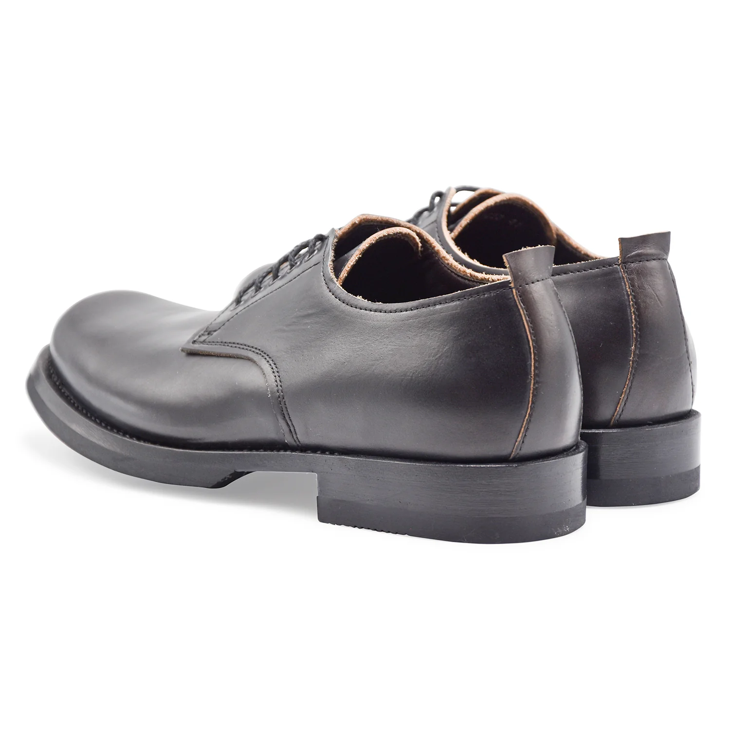 Allacciata Uomo Shoto Nero In Pelle Con Suola In Gomma Vibram - Image 3