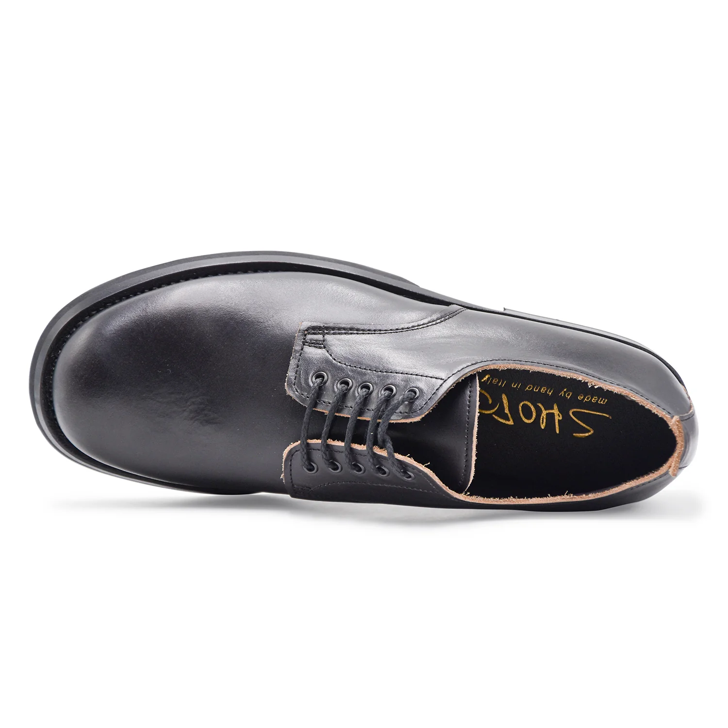 Allacciata Uomo Shoto Nero In Pelle Con Suola In Gomma Vibram - Image 4