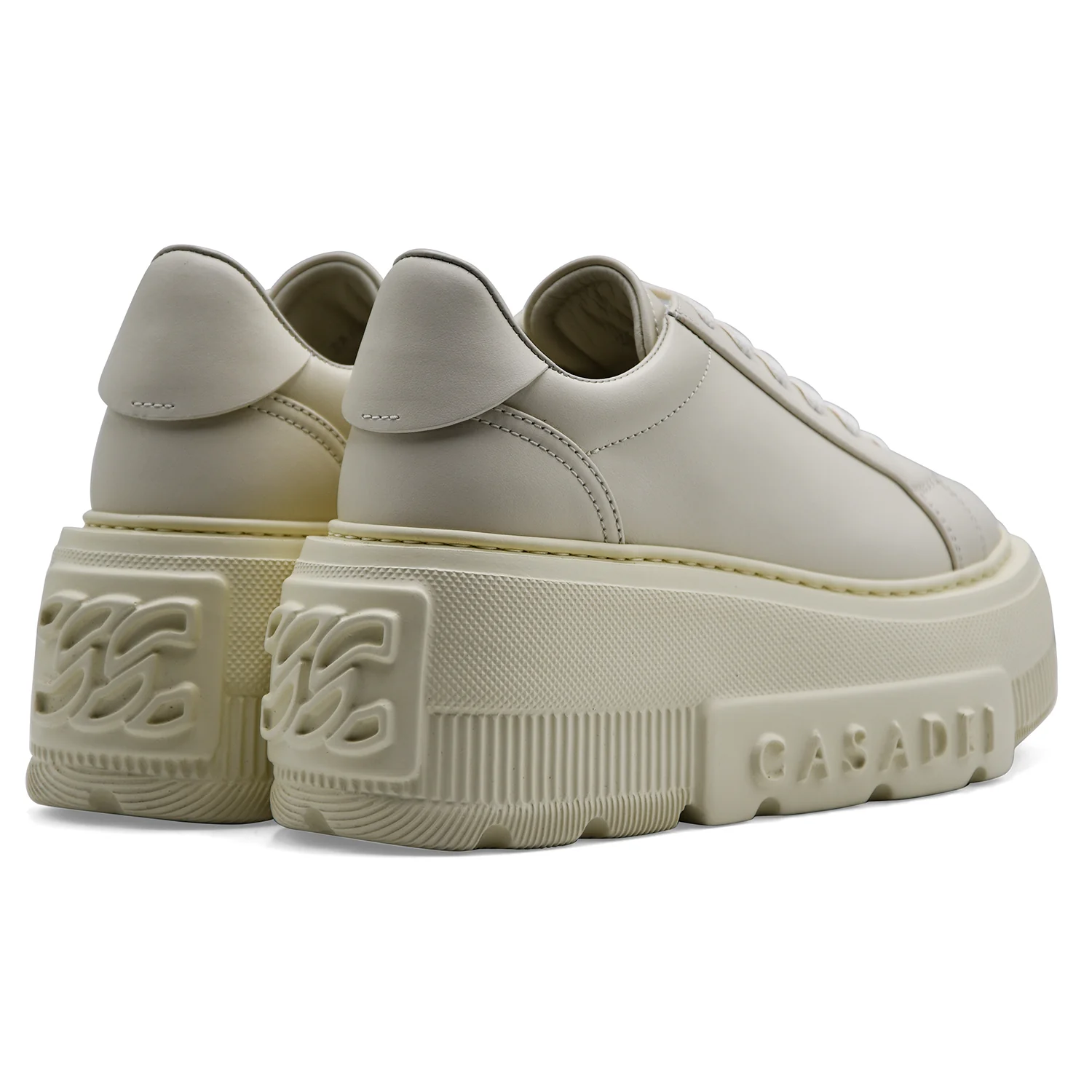 Sneakers Casadei Donna Nexus Pelle Latte Dalla Zeppa Iconica - Image 3