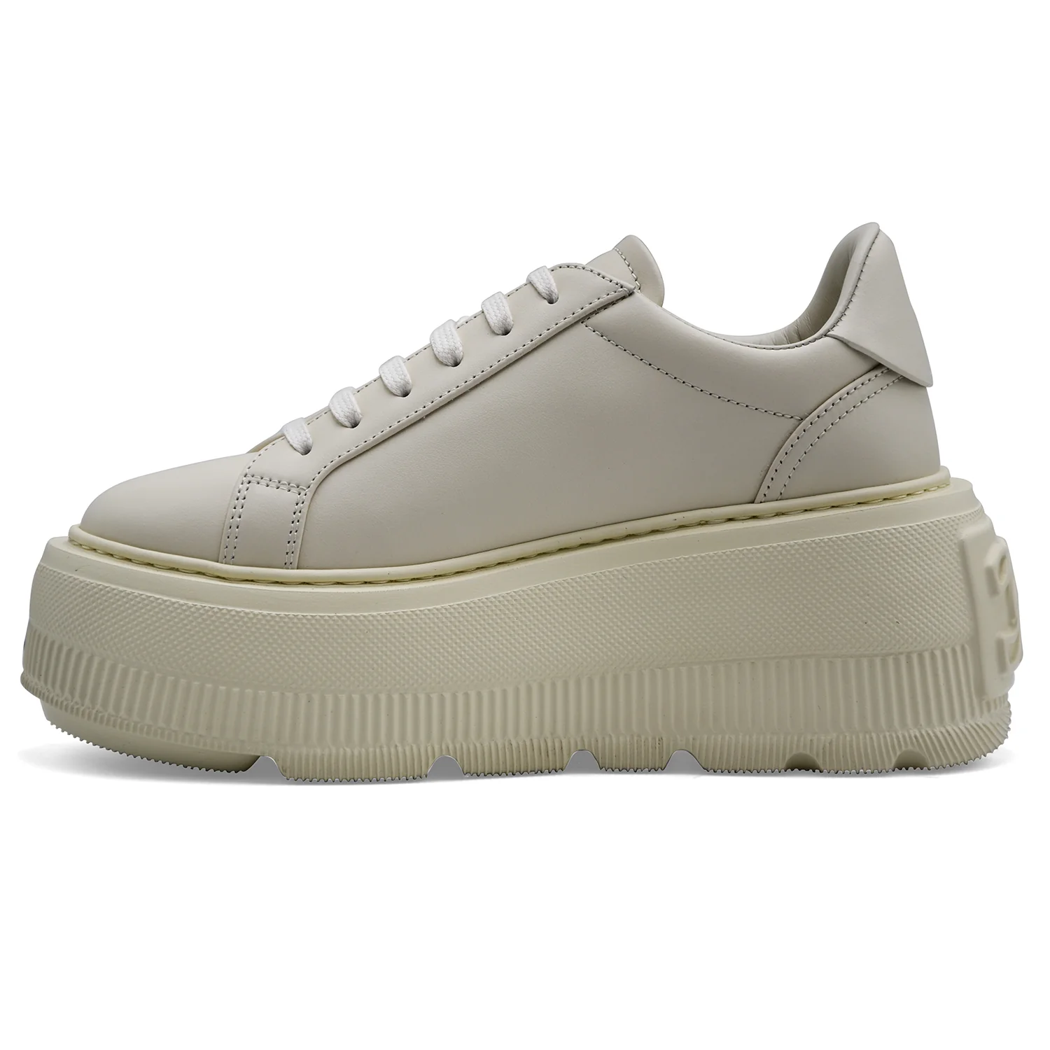 Sneakers Casadei Donna Nexus Pelle Latte Dalla Zeppa Iconica - Image 4