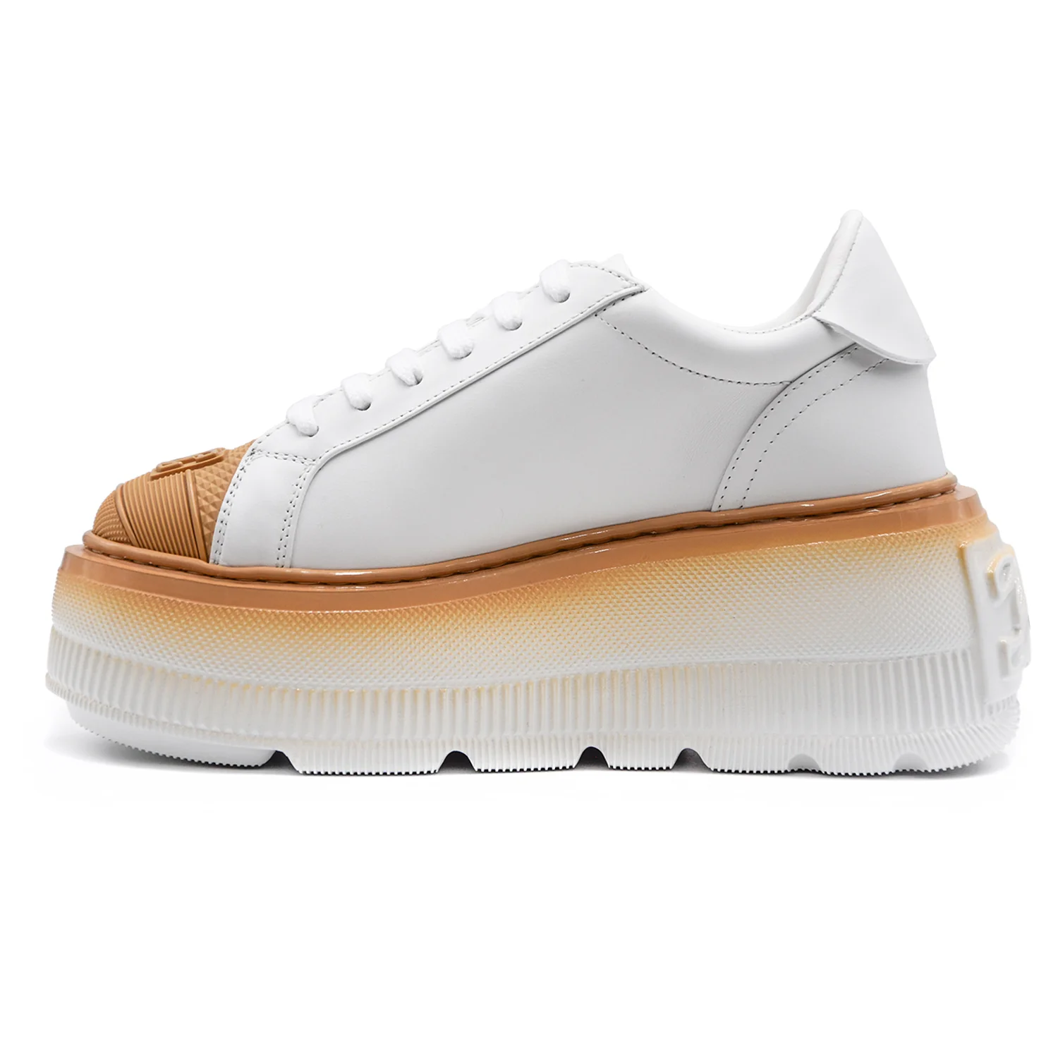 Casadei Sneakers Nexus Toe Cap Bianco Iconico Elemento C-Chain - Image 4