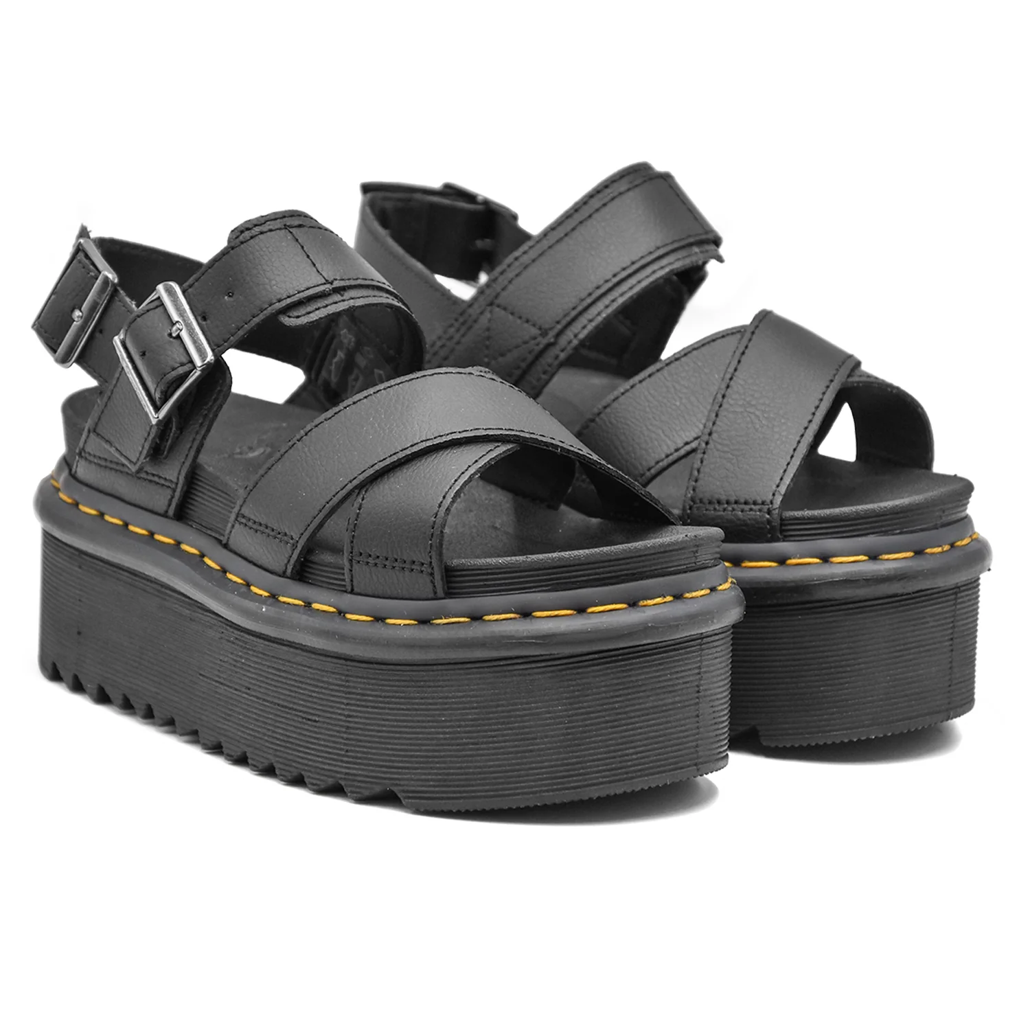 Dr. Martens Sandali Voss II Quad Nero Donna Dalla Pelle Athena - Image 4